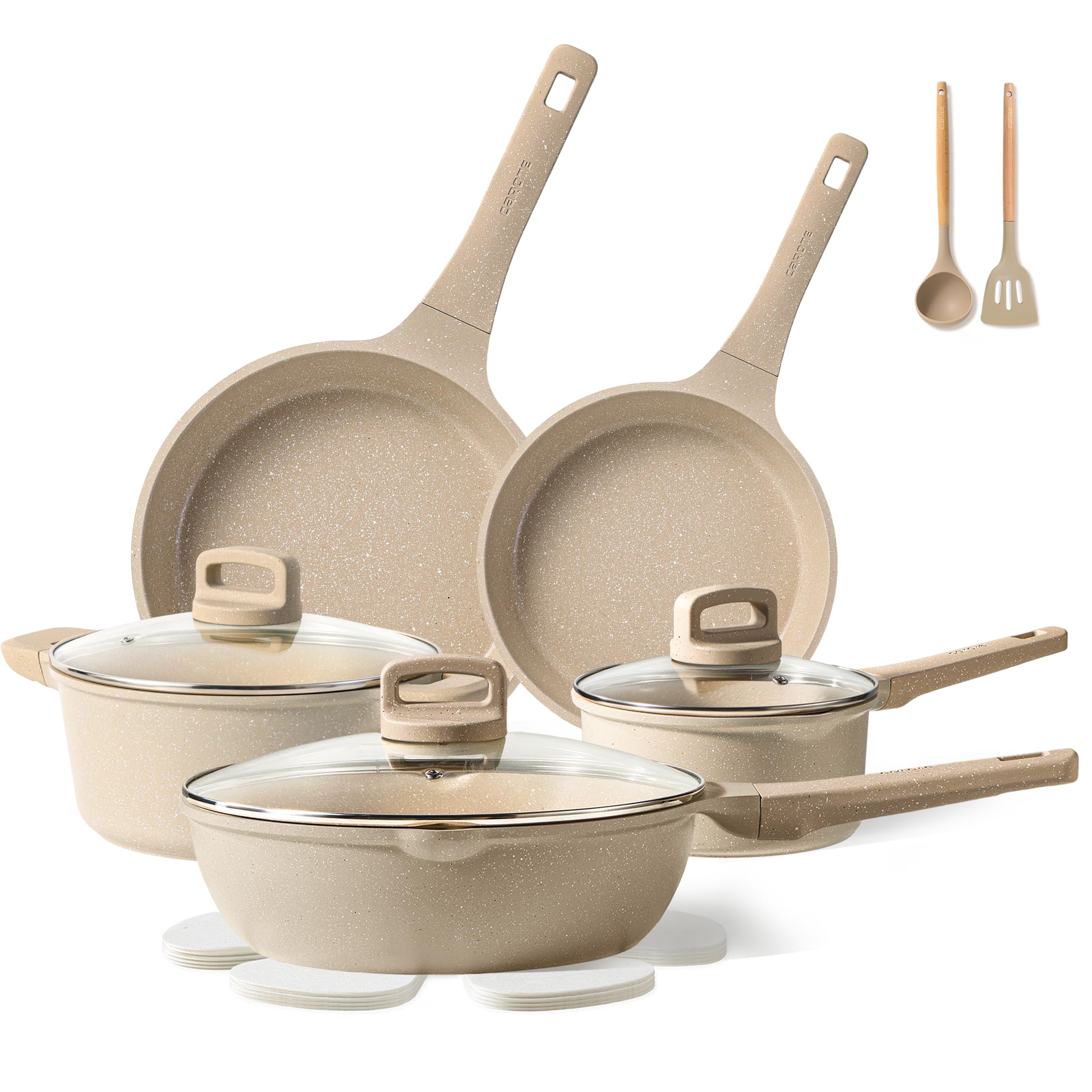 CAROTE 14 Pcs Pots and Pans Set Nonstick, Induction Kitchen Cookware Sets, Non Stick Kitchen Cooking Set with Frying Pans Set