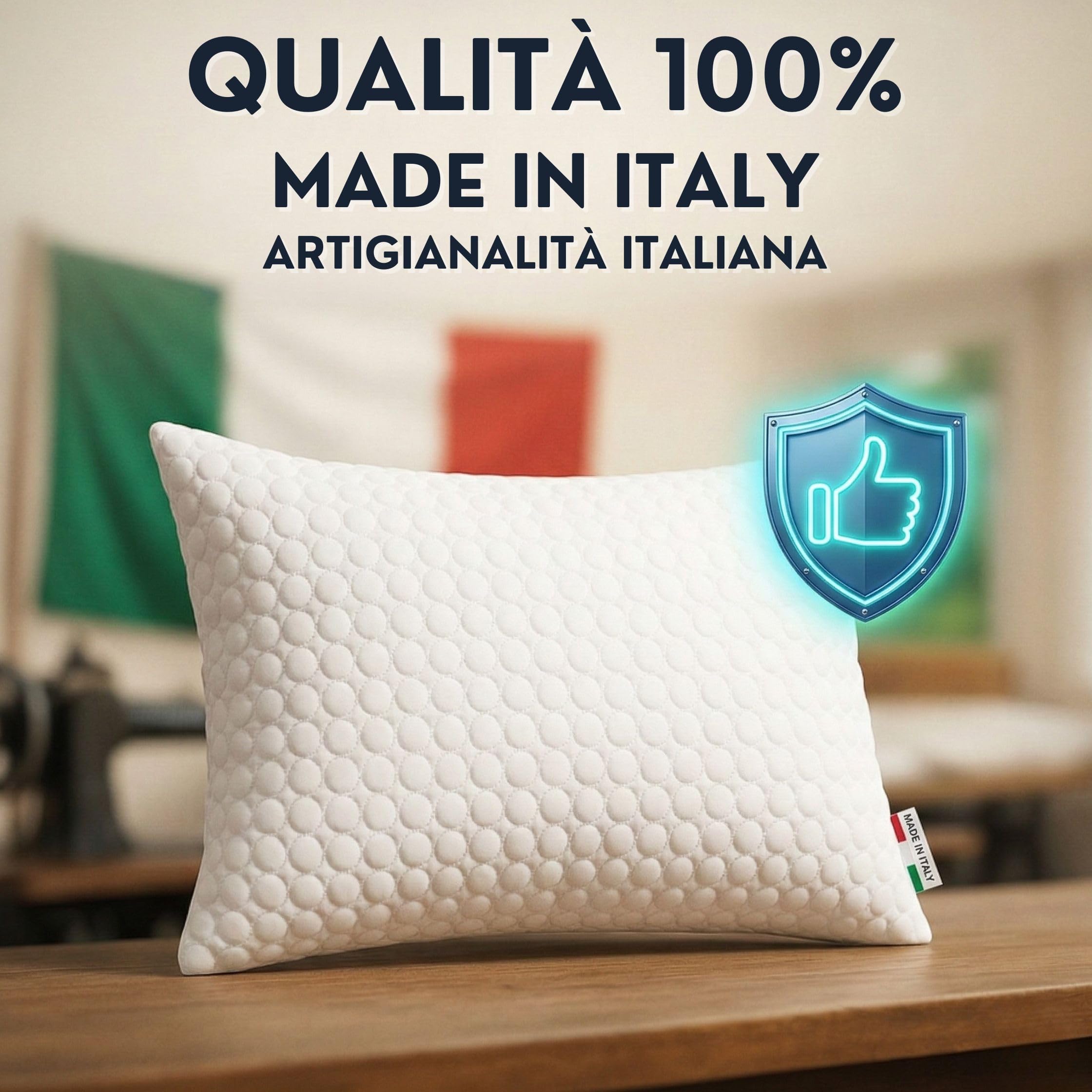 cuscini fiber - 4 Cuscini Letto Matrimoniale 45x75cm, Guanciale Letto con Fodera Massaggiante Soft, Cuscini Antiacaro Anallergico, Morbida Imbottitura in Fibra di Poliestere Made in Italy