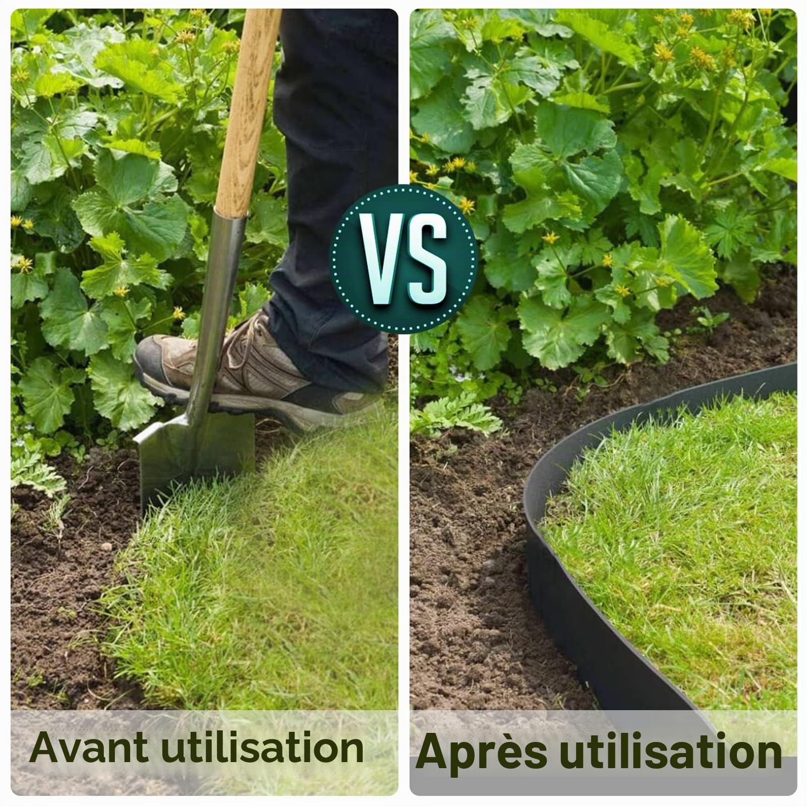 Randaco Bordure de jardin, marron, longueur : 25 m, hauteur : 14 cm, bord profilé, pour parterre, jardin, contre la propagation des racines, pour plus de beauté dans le jardin