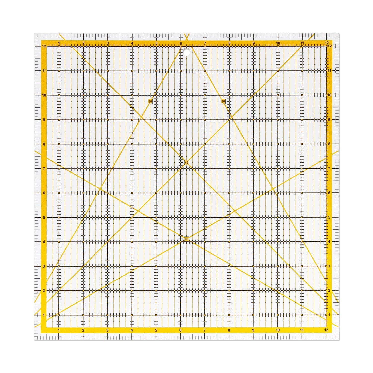 Juego de 4 plantillas de acolchado, 4 reglas cuadradas de acrílico transparente de diferentes tamaños, regla de corte de tela para proyectos de manualidades, acolchado y costura (amarillo)