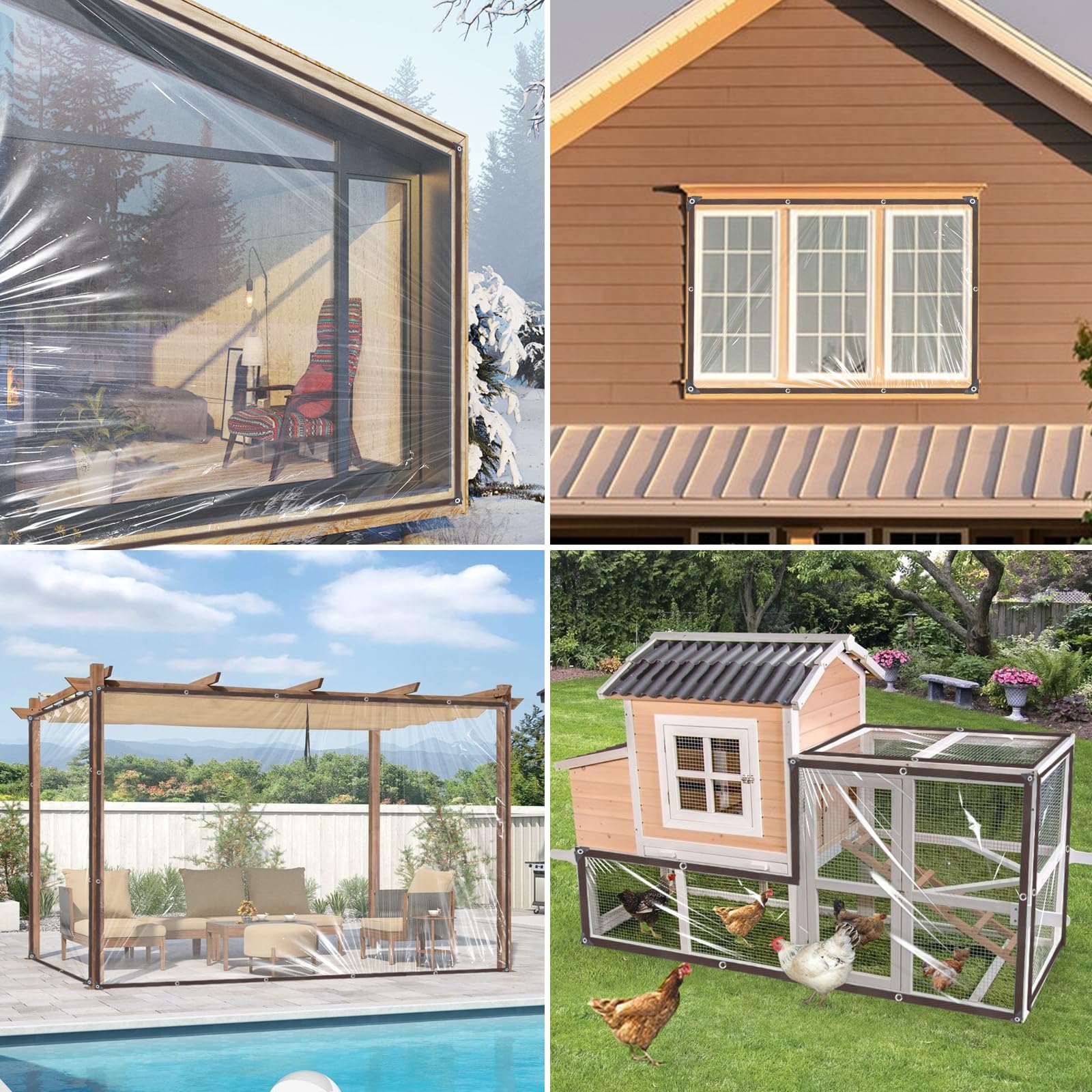 Bache Transparente Exterieur, Bâche Transparente avec Oeillets, Imperméable, Anti-déchirure, pour Meubles de Jardin, pour l'extérieur, Isolation des Plantes, Pergola,Veranda, Terrasse,Greenhouse,2x3m