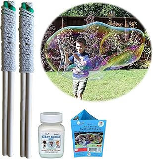 Bubbleventi Giant Bubble Kit | Made in USA | Includes 2 Wooden Wands, a ...