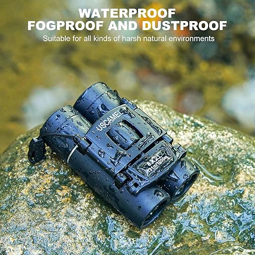 Miniatura 3 de USCAMEL Binoculares de bolsillo plegable, minitelescopio de viaje compacto HD Bak4 lentes ópticos Easy Focus 8x21 color negro