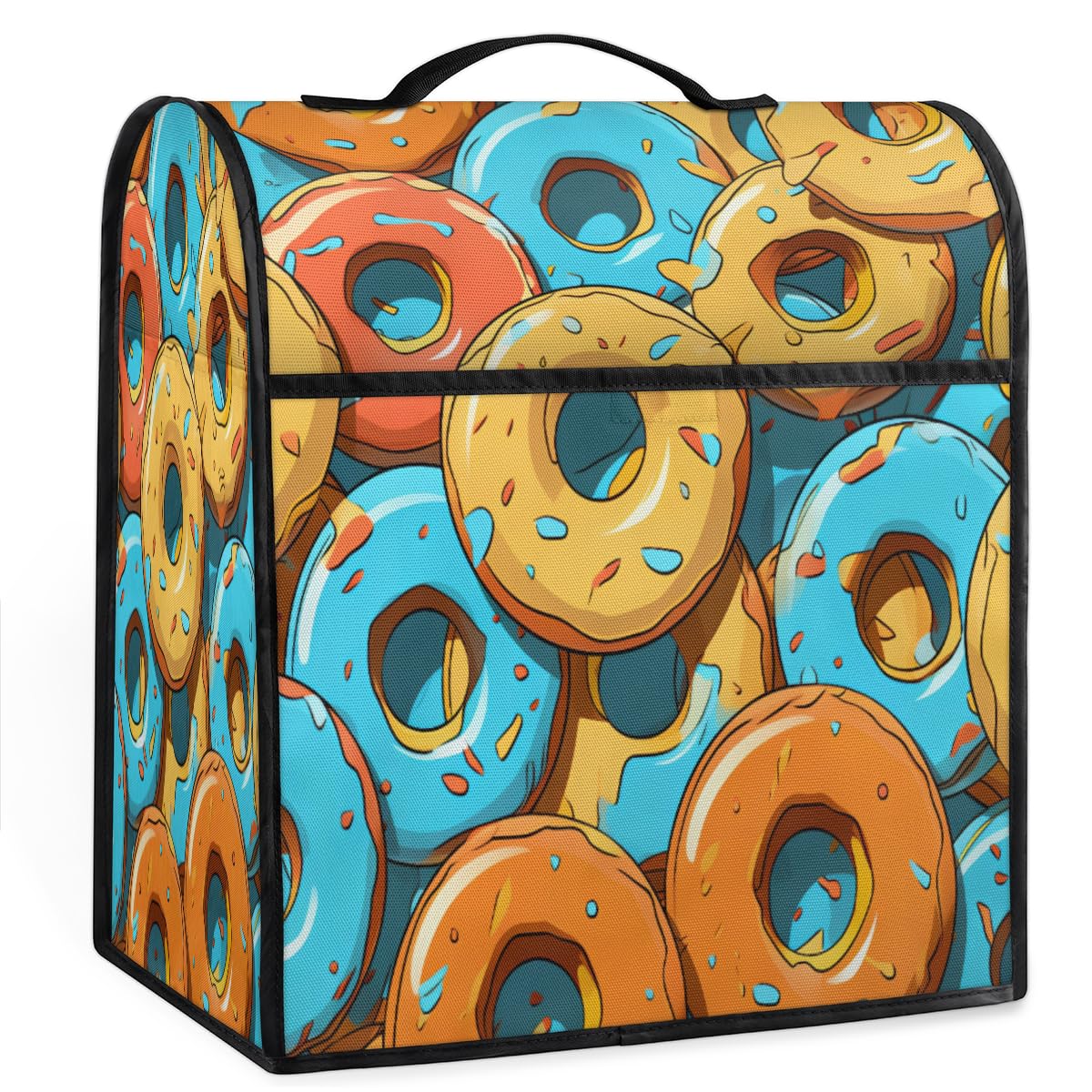 Coffee Maker Cover Watercolor Donut Kitchen Appliance Covers Small Appliance Covers Blender Cover Juicer Cover Dust Covers for Kitchen Appliances with Top Handle and Pockets,Washable,C445