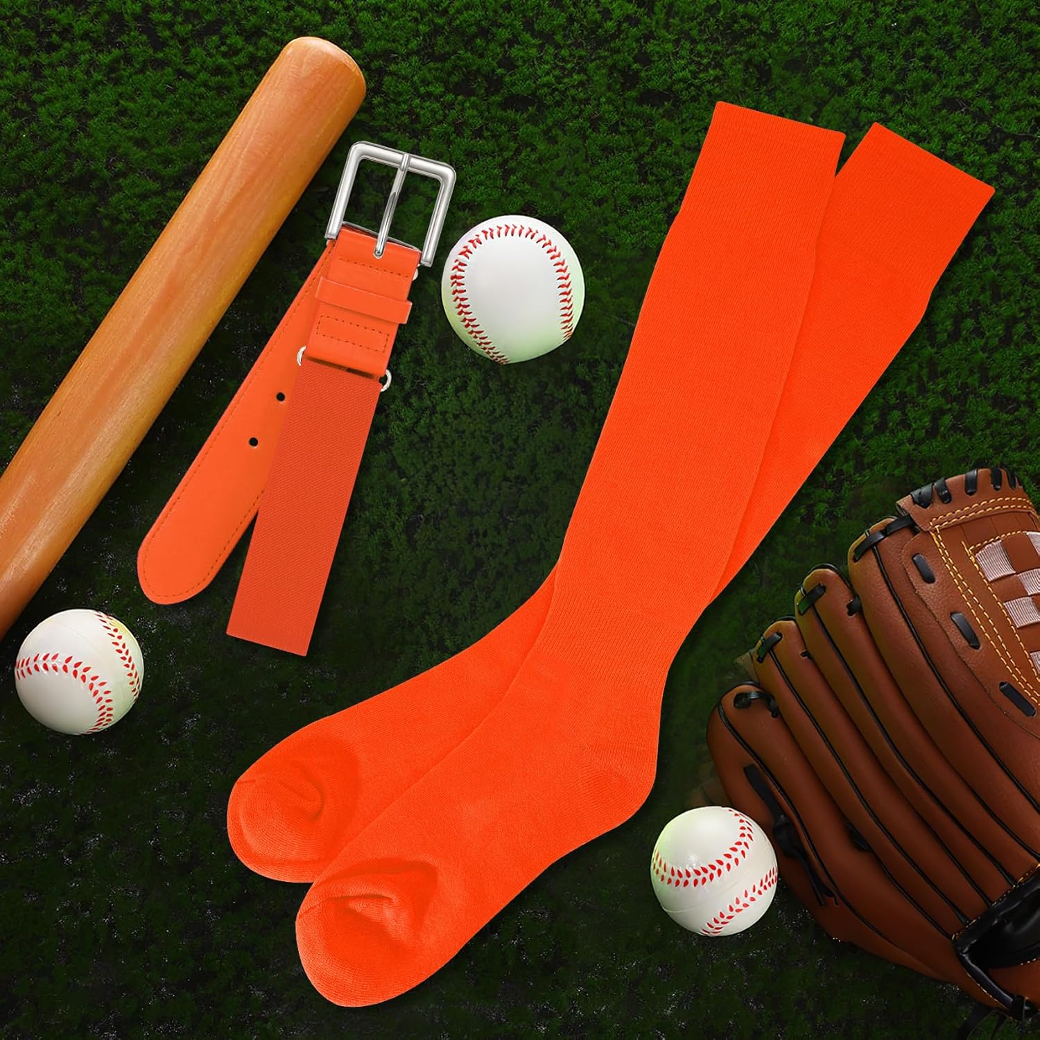 XZQTIVE 3 Pairs of Baseball Softball Socks and 1 Baseball Softball Belt Combo Set Knee-High Soccer Socks for Kids Youth Adult - Image 9