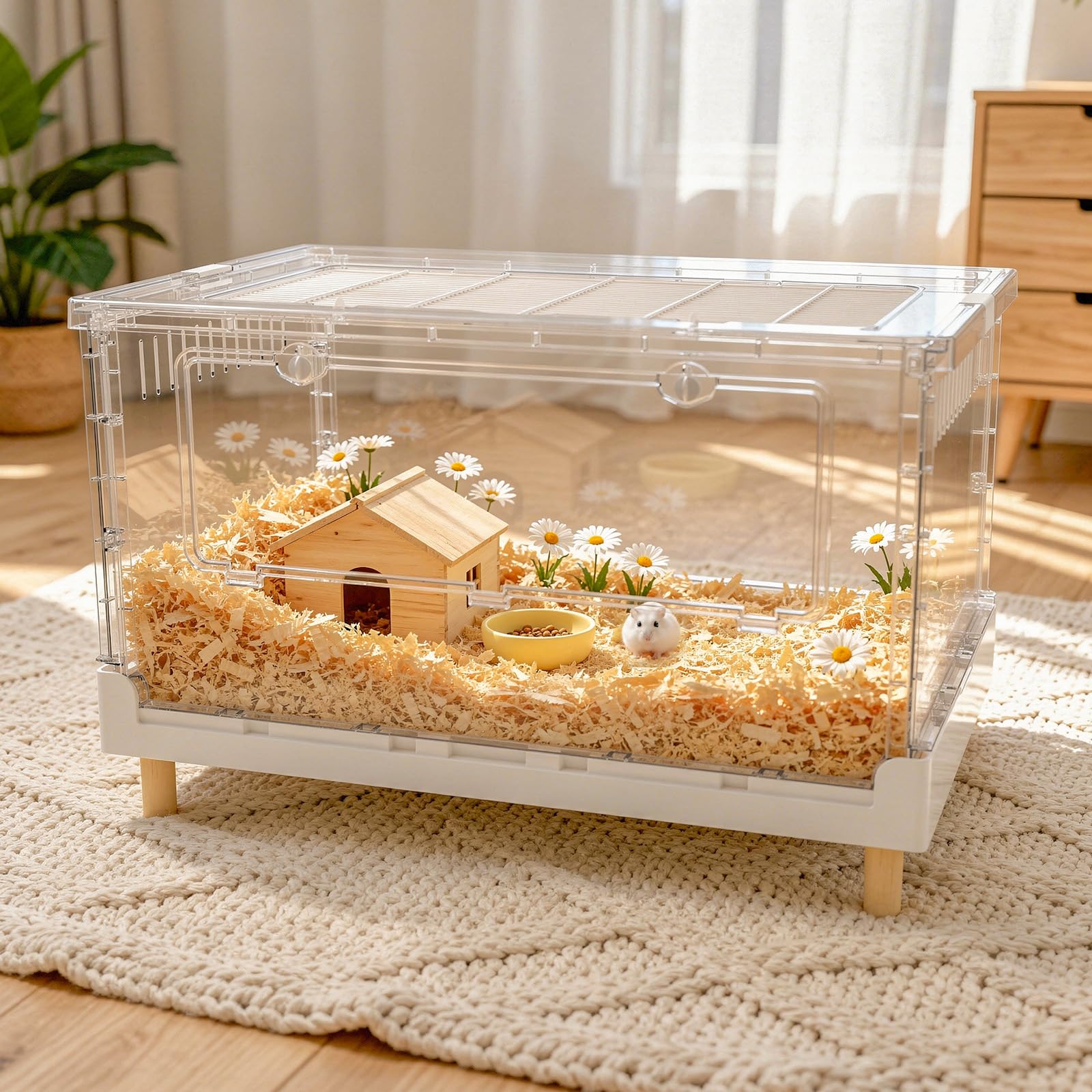 Amazon | Yulezen 折りたたみ式アクリル透明ハムスターケージ、小動物