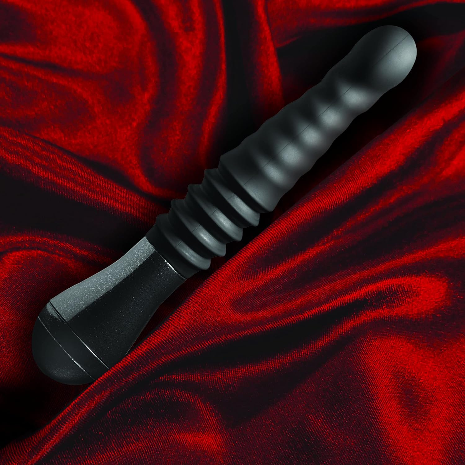 Blush Temptasia 11.25" Lazarus Curved Thrusting Dildo - G- & P-Spot Silicone Vibrating Cock, UltraSilk Vibrator w/ 3 SmartThrust Speeds USB Charge Ergonomic Handle Women Pleasure Adult Sex Toy - Black