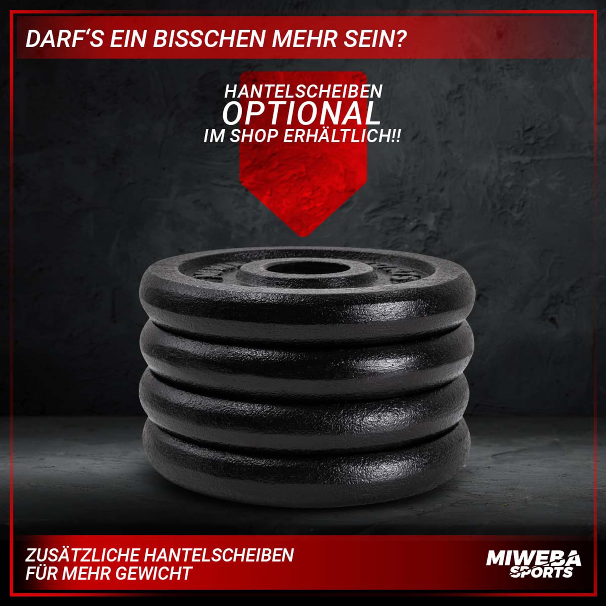 Miweba Sports Hantelset MKH110 | 10 kg | 20 kg - 𝐏𝐫𝐨𝐟𝐢 Einzelhantel - Hanteln Set - Stange 30 mm - Kurzhanteln Frauen und Männer - Hantel Set - Gusseisen Kurzhantelset - Kurzhantel