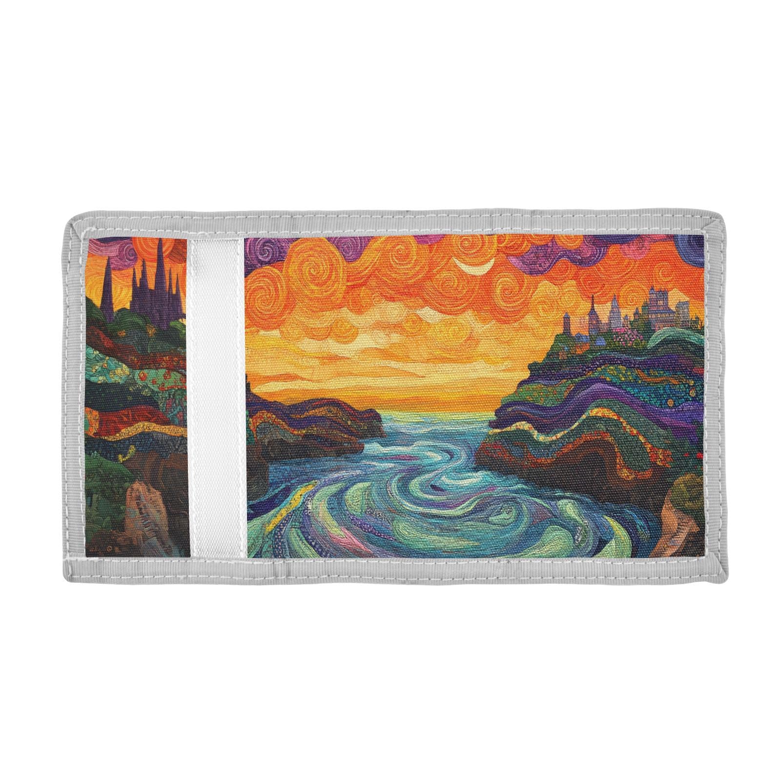 FOLIOSA Kids Wallet for Boys Girls Abstract Landscape Print Youth Wallet with Zipper Pocket Card Holders, Novelty Wallet 4.9×2.9 in