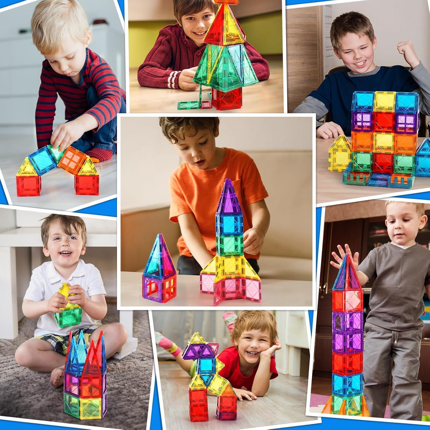 SwissHome Magnetic Tiles for Kids Ages 4-8 – Glitter STEM Magnetic Building Blocks, Sensory Learning Toys, Creative Construction Set, Educational Fun for Toddlers & Preschoolers (50 PCS) 1