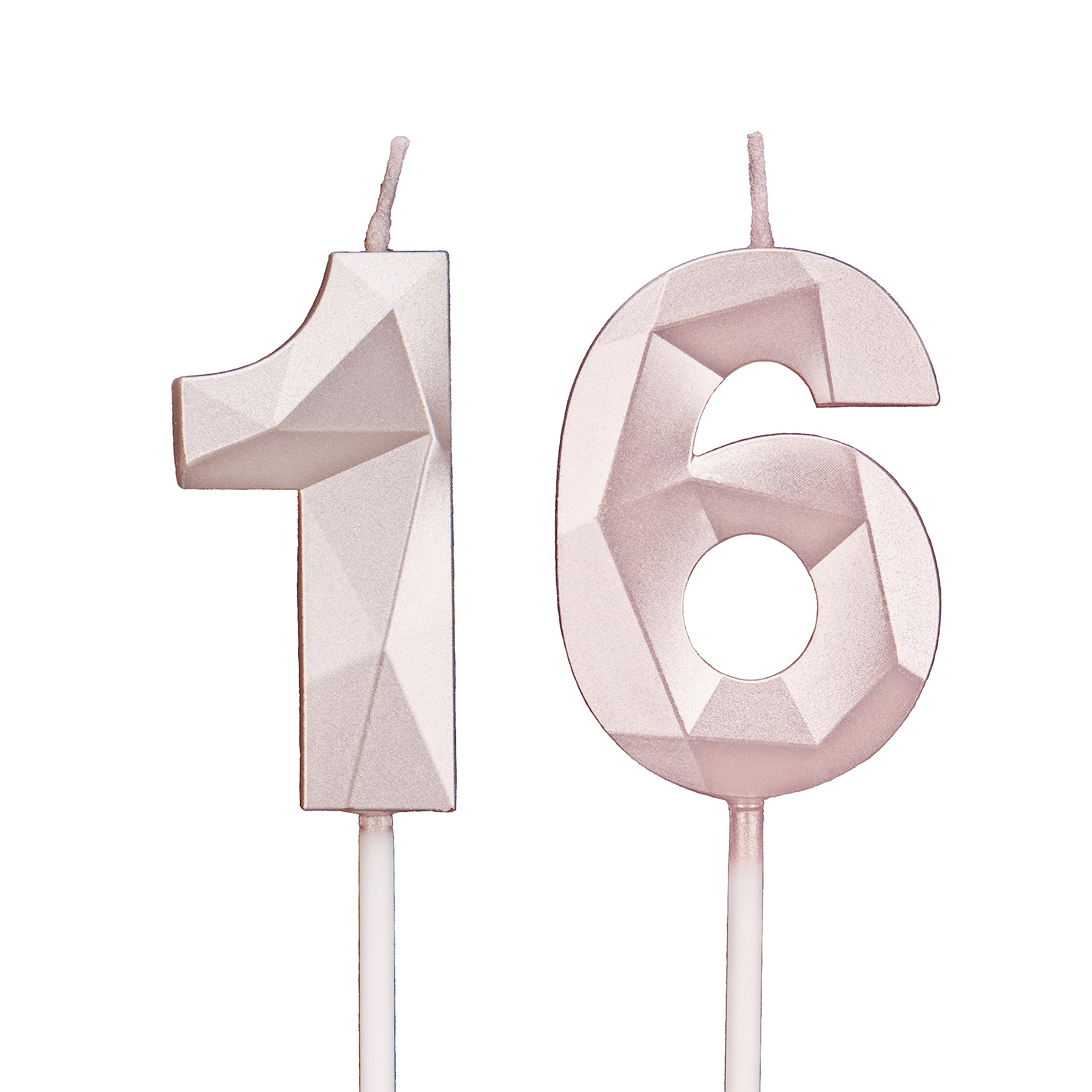 Dtxlx Men's Rose Gold 16Th Birthday Candles, Number Candles Birthday Decoration, Happy Birthday Cake Toppers, For Birthday Parties Weddings Company Anniversaries (, 16)