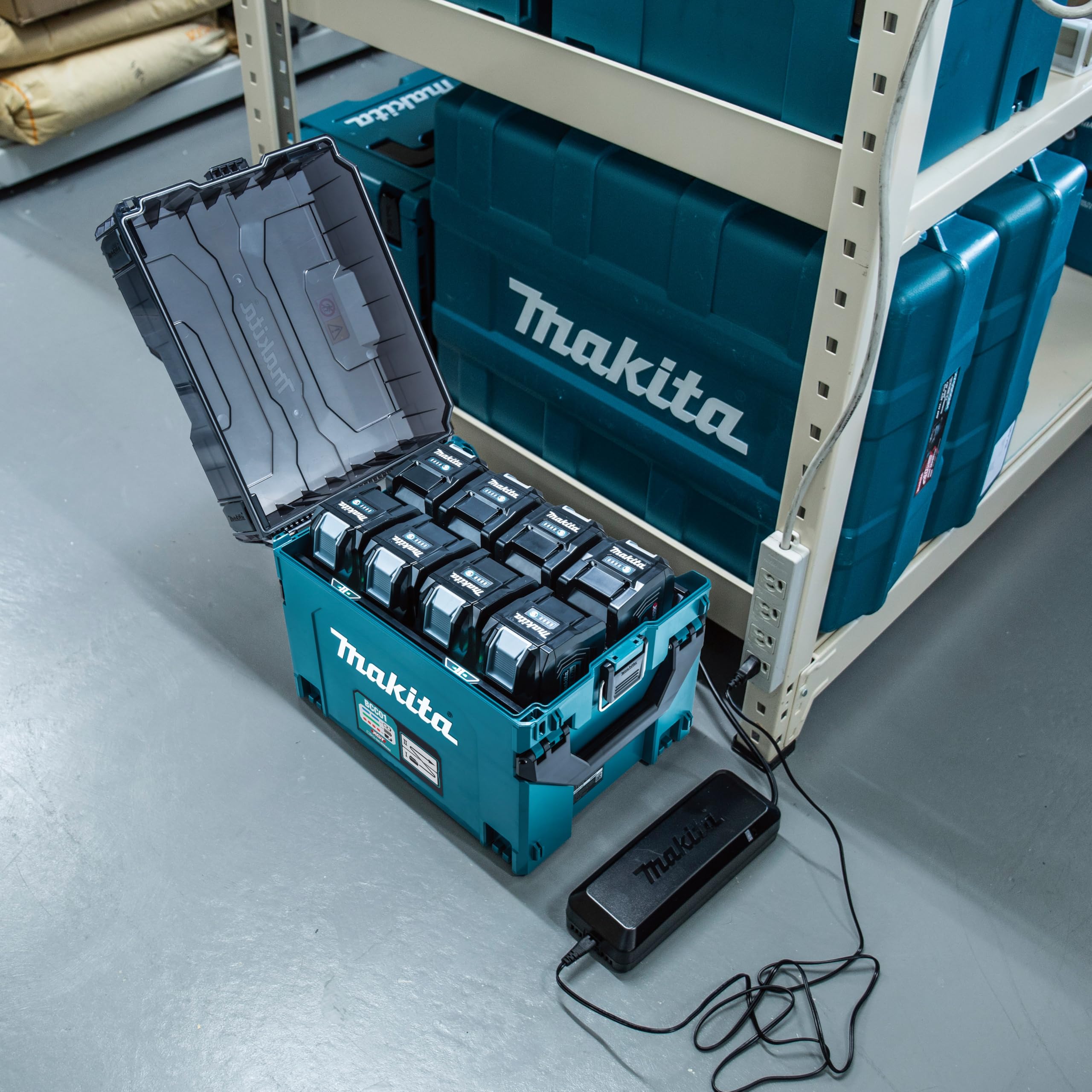Makita Mallette de chargement de batterie BCC01, 40 V max., 8 emplacements, série XGT, pétrole/noir 1914U3-7