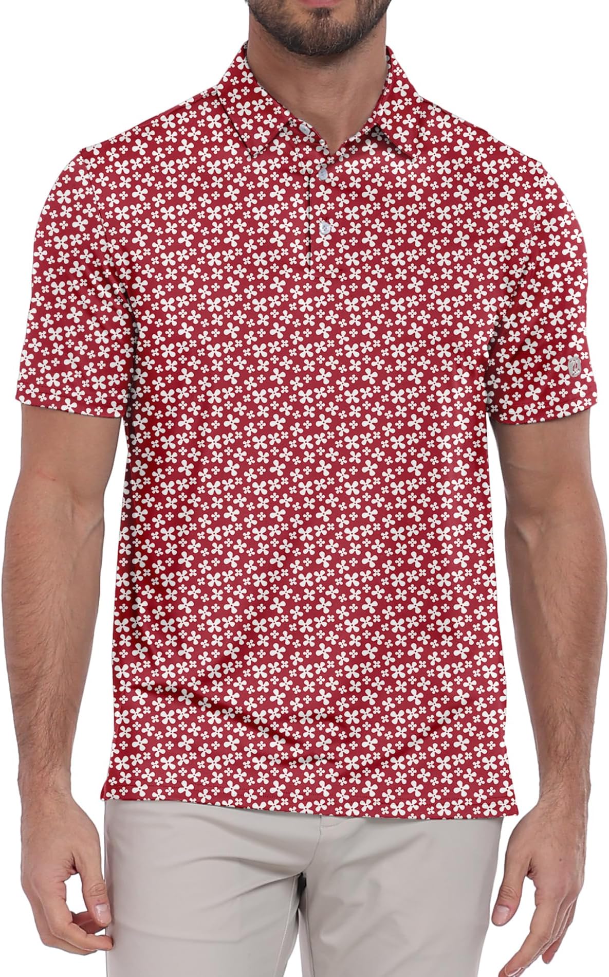Select Mens Golf Polo Shirts 50+ UPF Short Sleeve Quick-Dry Performance Print Golf Shirt