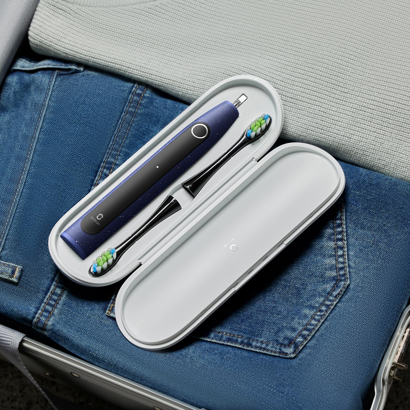 Oclean X Lite Cepillo de dientes eléctrico, Cepillo electrico inteligente, 5 Modos, 72000 Movimientos por minuto, Cepillado suplementario, 40 Días duración, Recordatorio de batería baja, IPX7, Azul