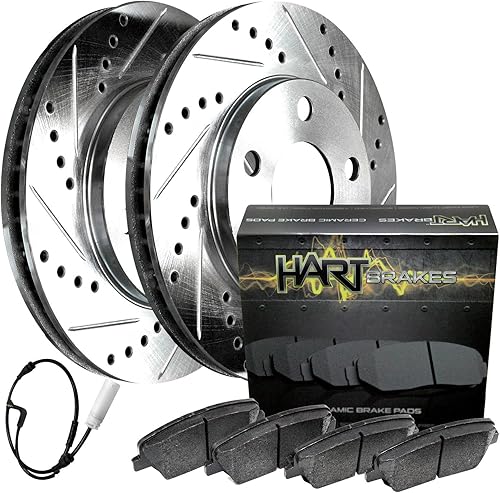 Hart Brakes Kit de frenos y rotores traseros  Pastillas de freno traseras Rotores y pastillas de freno  Pastillas de freno y rotores de cerámica