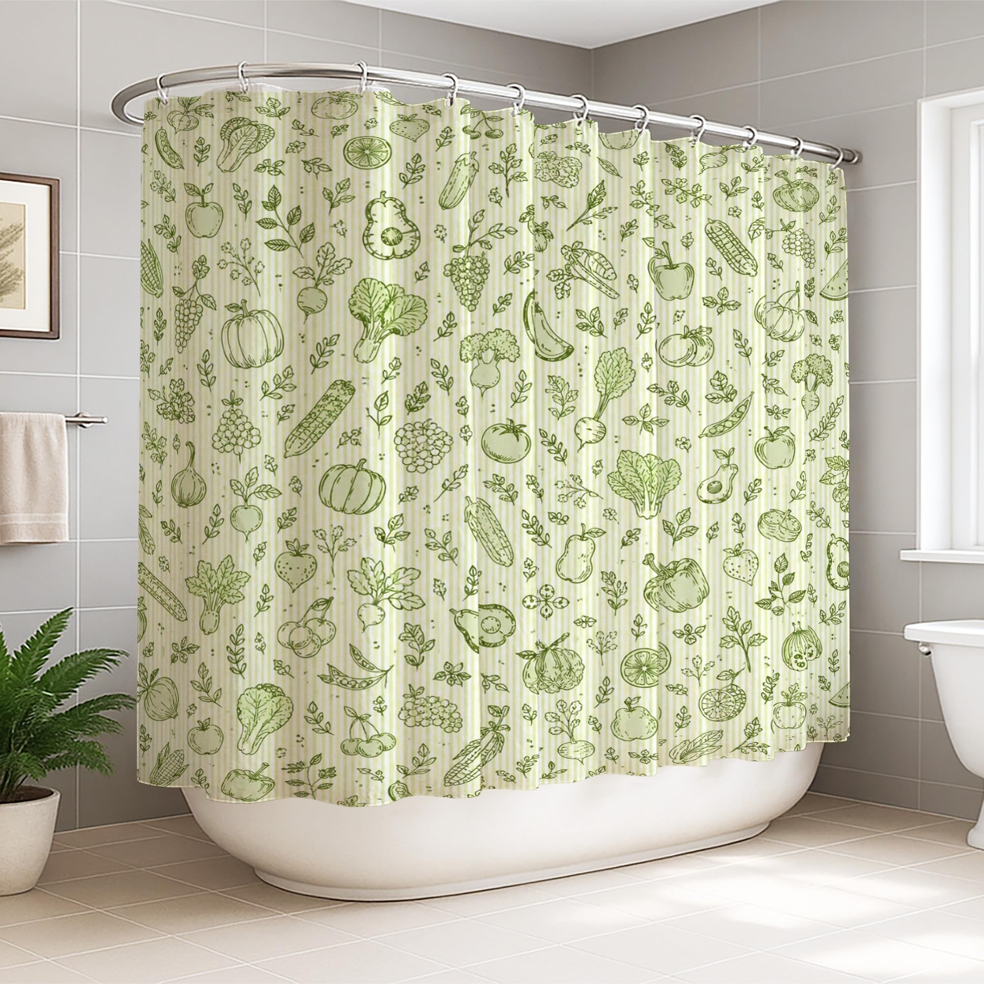 Rideau de douche en polyester haute densité style végétal pour décoration raffinée
