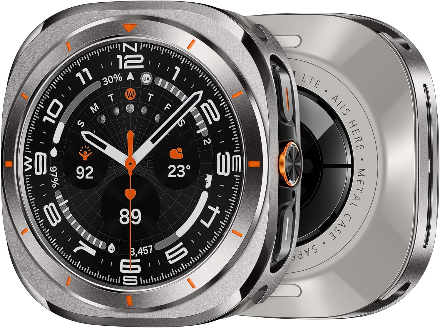 Suitisbest Metal Case for Samsung Galaxy Watch Ultra 47mm Case, Stainless Steel Protective Rugged Bumper Thin Frame with Ceramic-Like Back Cover for Galaxy Watch Ultra 47mm for Men Women