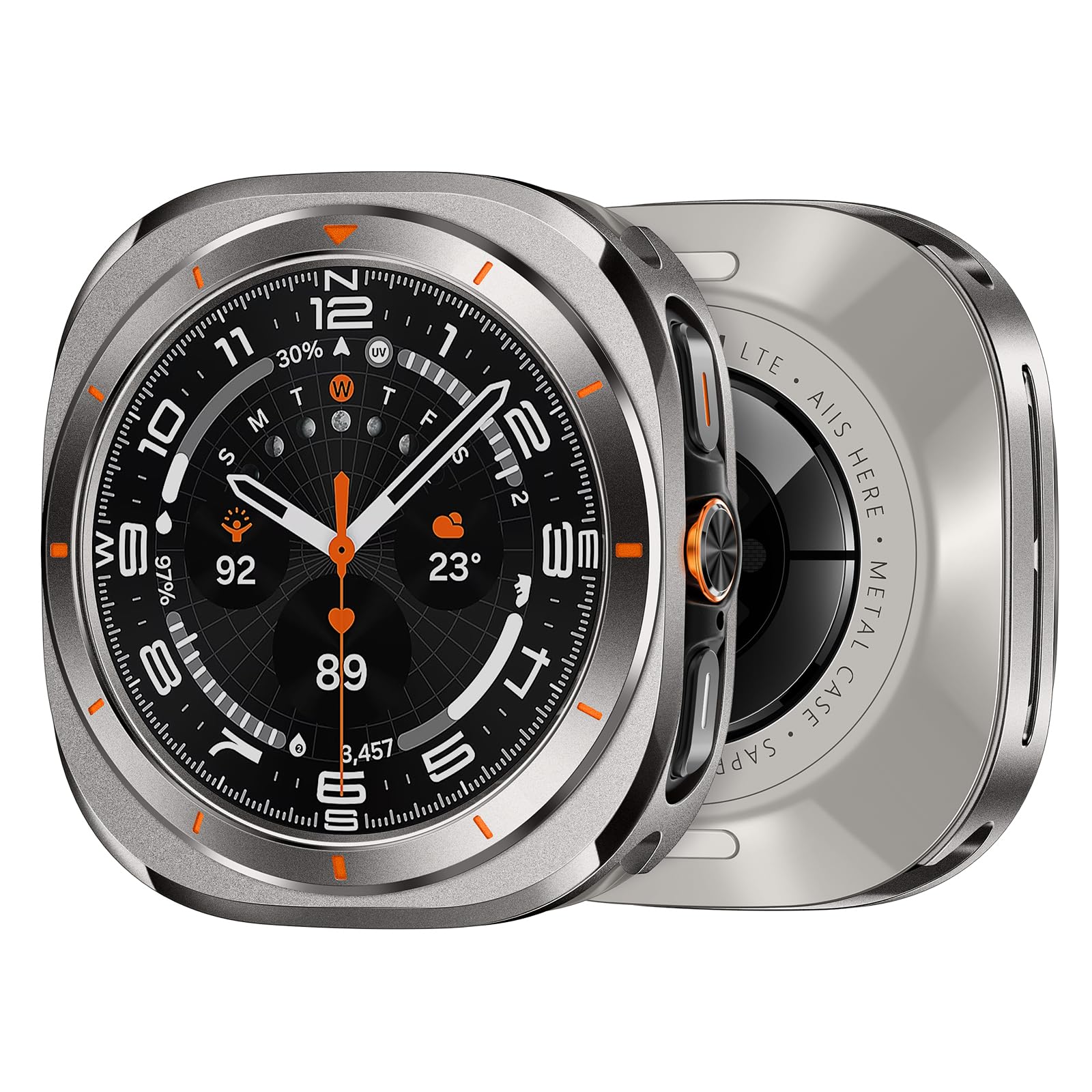 Suitisbest Metal Case for Samsung Galaxy Watch Ultra 47mm Case, Stainless Steel Protective Rugged Bumper Thin Frame with Ceramic-Like Back Cover for Galaxy Watch Ultra 47mm for Men Women