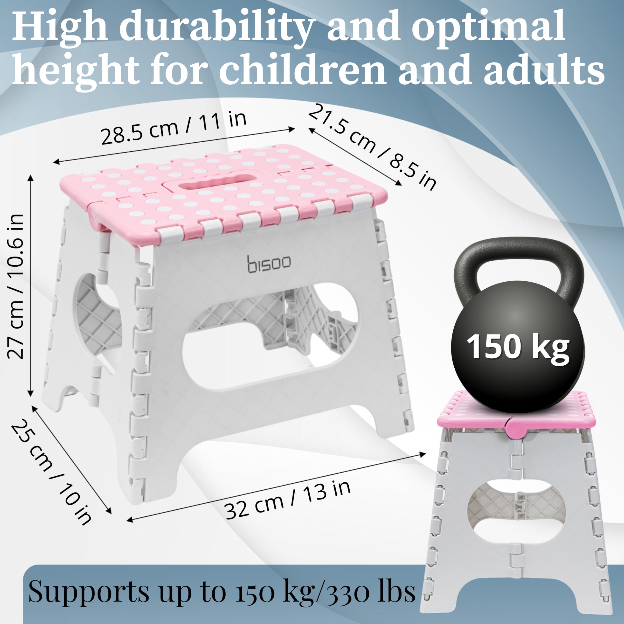Bisoo Step Stool, 27 cm / 11 in, Folding Step Stool for Toddler Kids & Adults, Cute Color for Bathroom Kitchen & Bedroom - Image 2