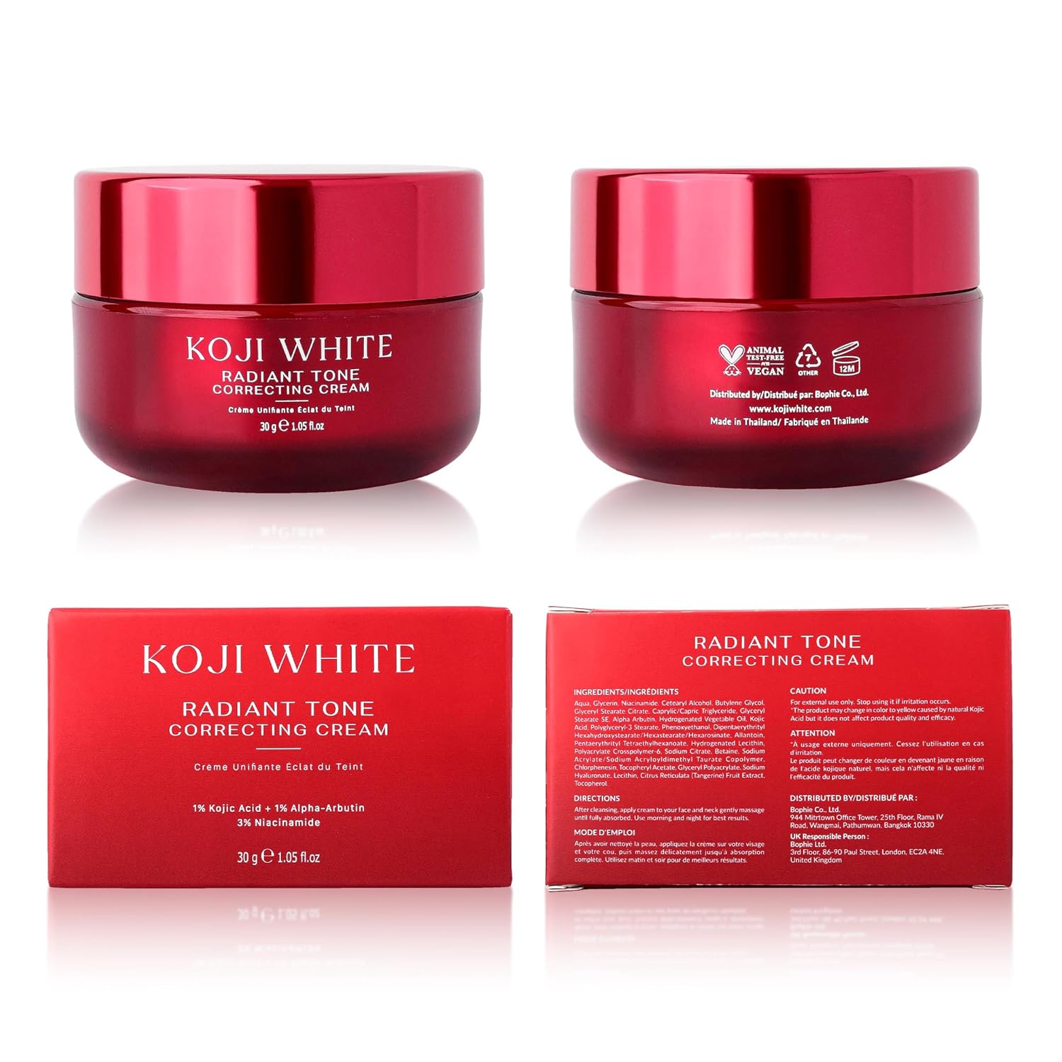 Koji White 1% Kojic Acid Cream | Face Moisturizer Radiant Tone Correcting Cream with 1% Alpha-Arbutin, 3% Niacinamide & Hyaluronic Acid for All Skin Types, Unscented, Vegan Skincare, 1.05 FL Oz - Image 8