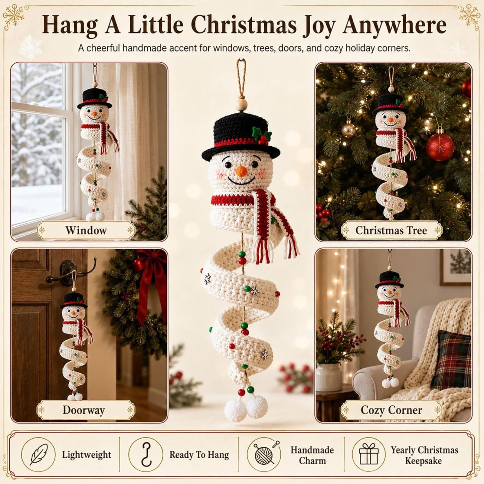 WEIWOGU Häkeln Sie Schneemann Spiralornament DIY Kit (4PCS)