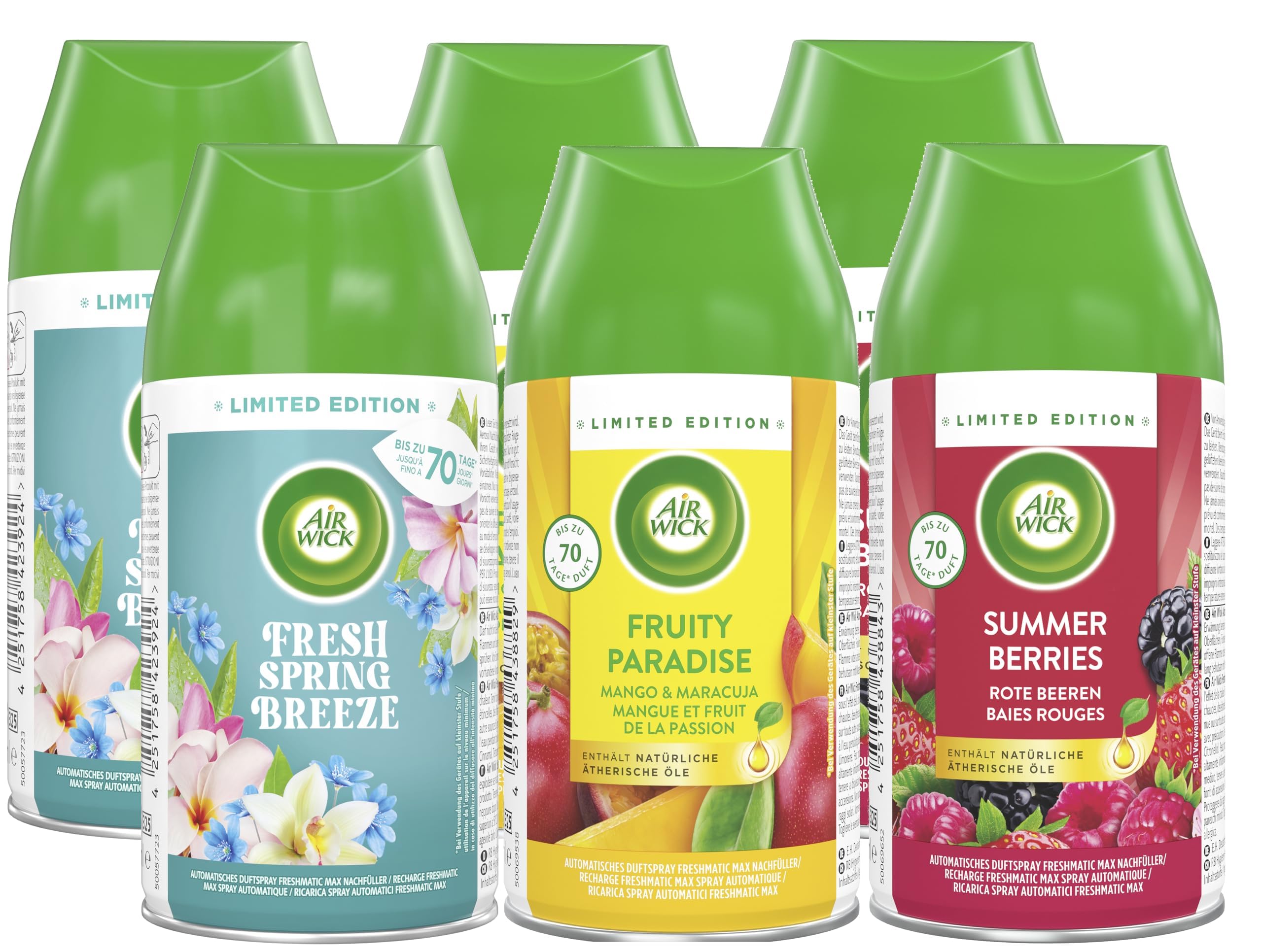 Air Wick Freshmatic Max – Nachfüller Set – Automatisches Raumspray – Raumduft Frühling – 6 x 250 ml Nachfüller