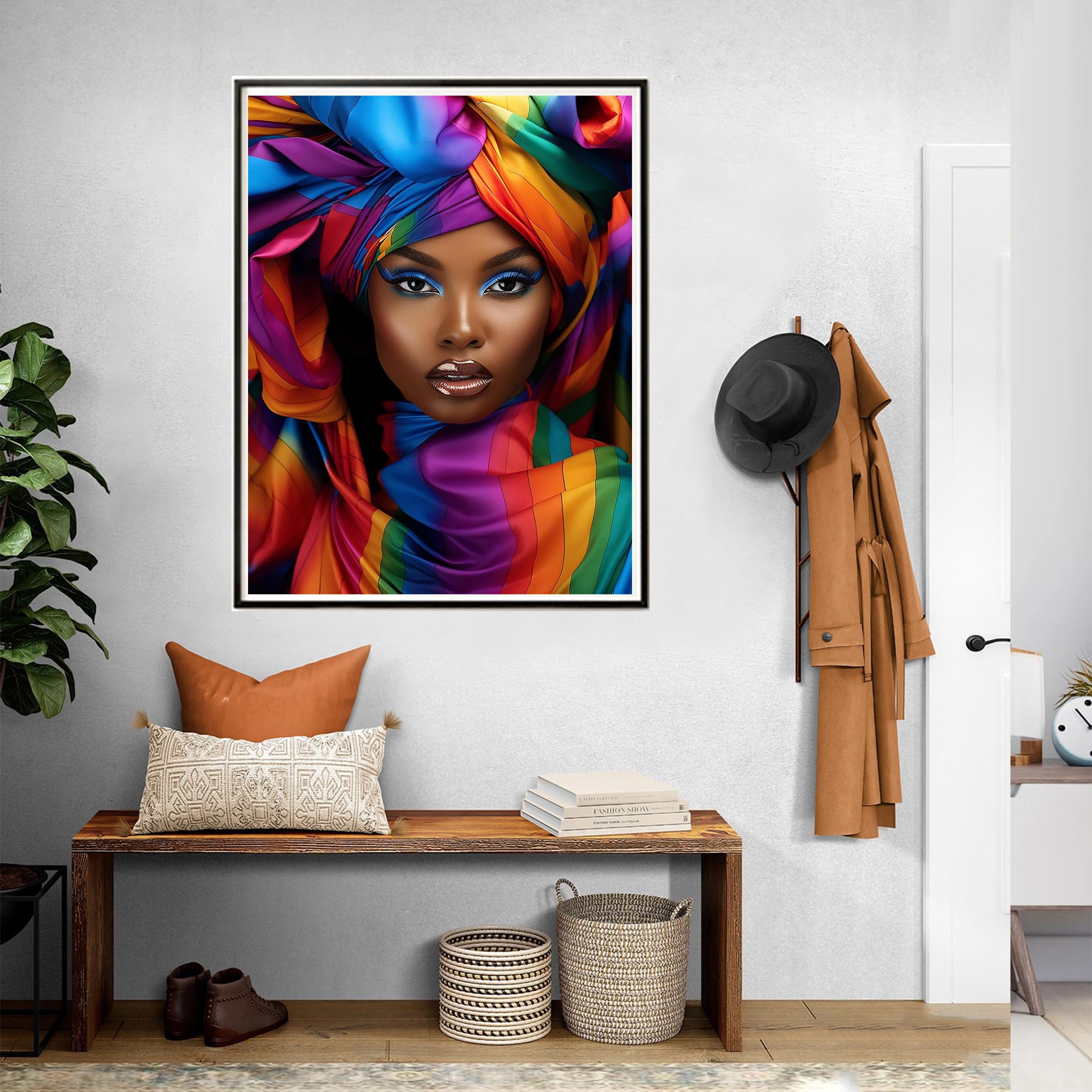 SKRYUIE Paint By Numbers African Woman Kit - 16x20 Inch Oil Painting Set For Adults With Brushes & Canvas