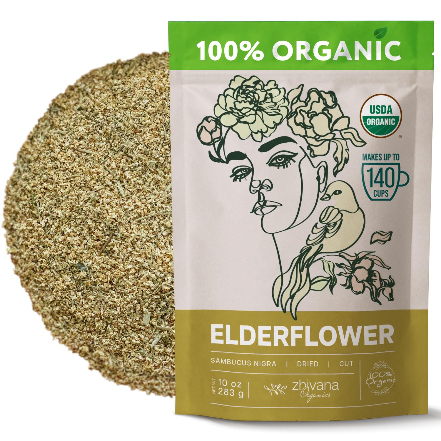 Elderflower Tea (10oz.) - Organic Dried Elderflowers - Elder Flowers Dried Herbs, Te de Sauco, Flor De Sauco Organico - Respiratory Tea - Great for Allergy