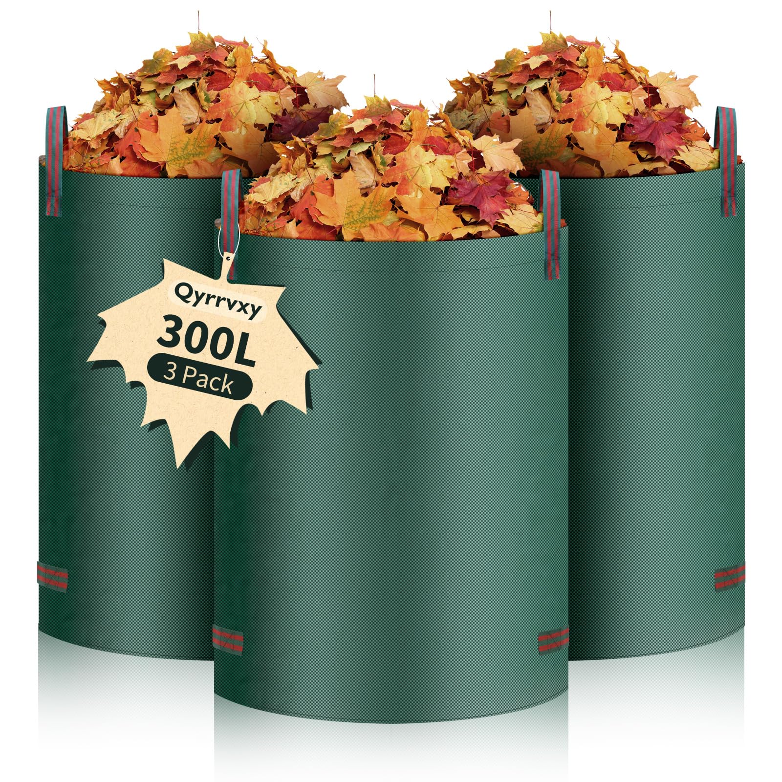 Garden Bags Heavy Duty with Handles - 300 L x 3 Tear-Resistant Garden Waste Bags,Waterproof Garden Bags Foldable Garden Rubbish Bags, Reusable Garden Sacks for Collecting Garden Waste, Camping