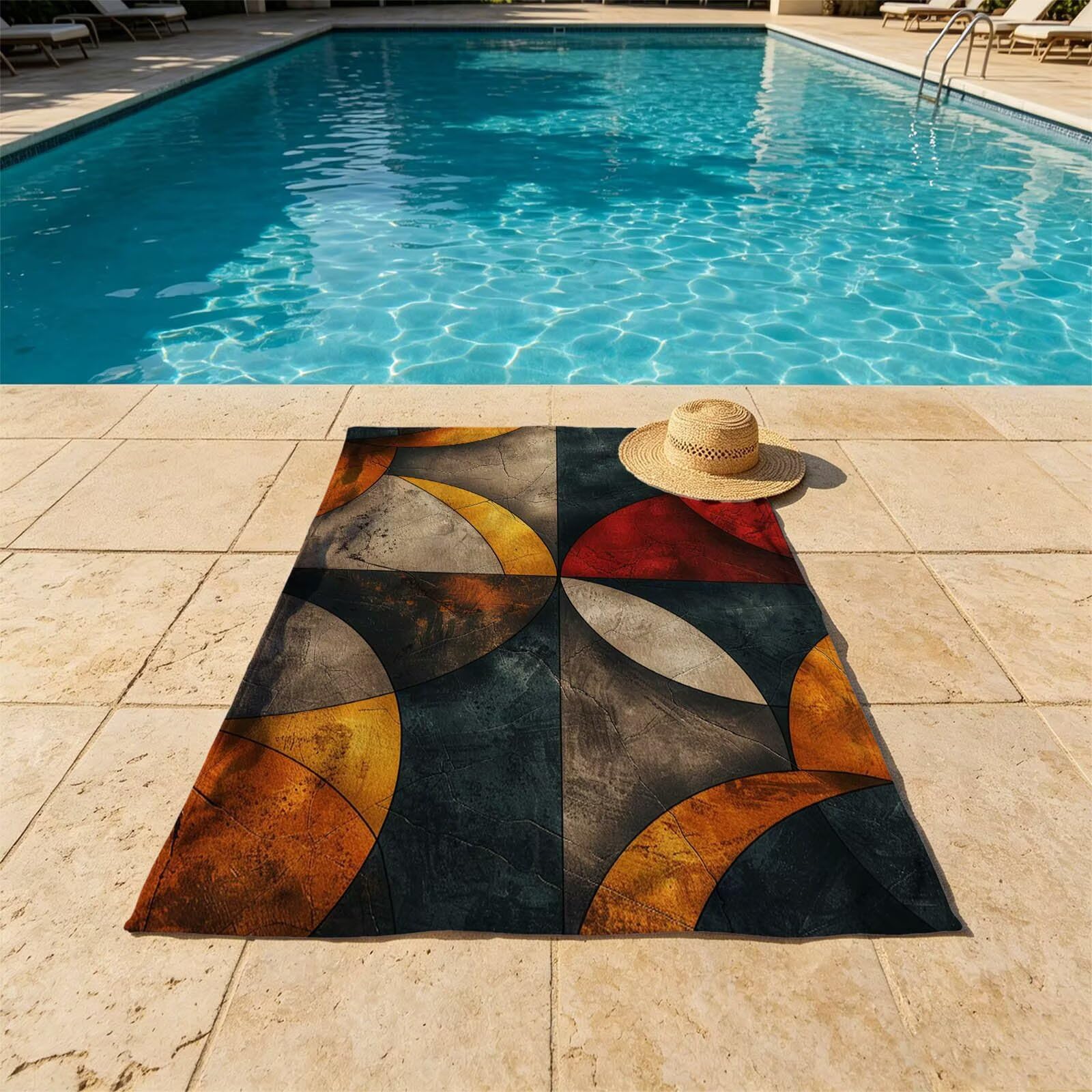 Toalla Playa Grande 160 x 220 Vacaciones Accesorios Viaje, Toalla Playa Sencillez Suave Cómodo Secado Rápido, Redondo Toallas Baño Grandes 220x160cm para Yoga Fitness Natación Sauna Baño XTLS-2768