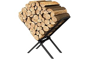 ABQ Black Firewood Rack and Log Carrier for Indoor and Outdoor Use