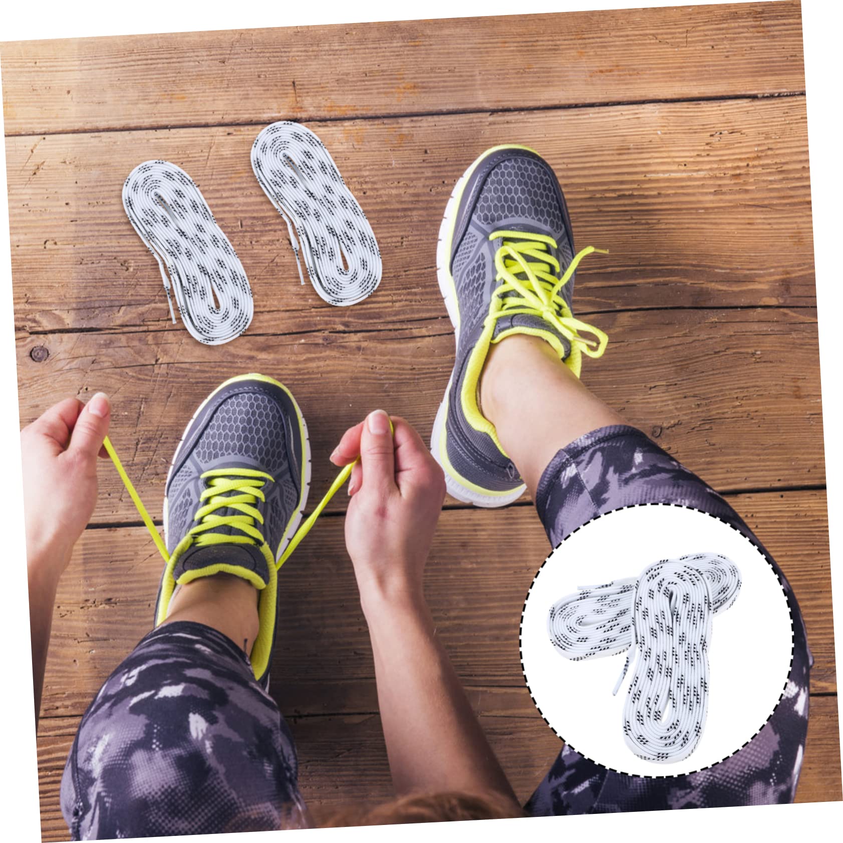 Didiseaon 1Pair Polyester Roller Skates Laces Durable Flat Shoelaces Replacement for Roller Hockey and Speed Skates Waxed Design