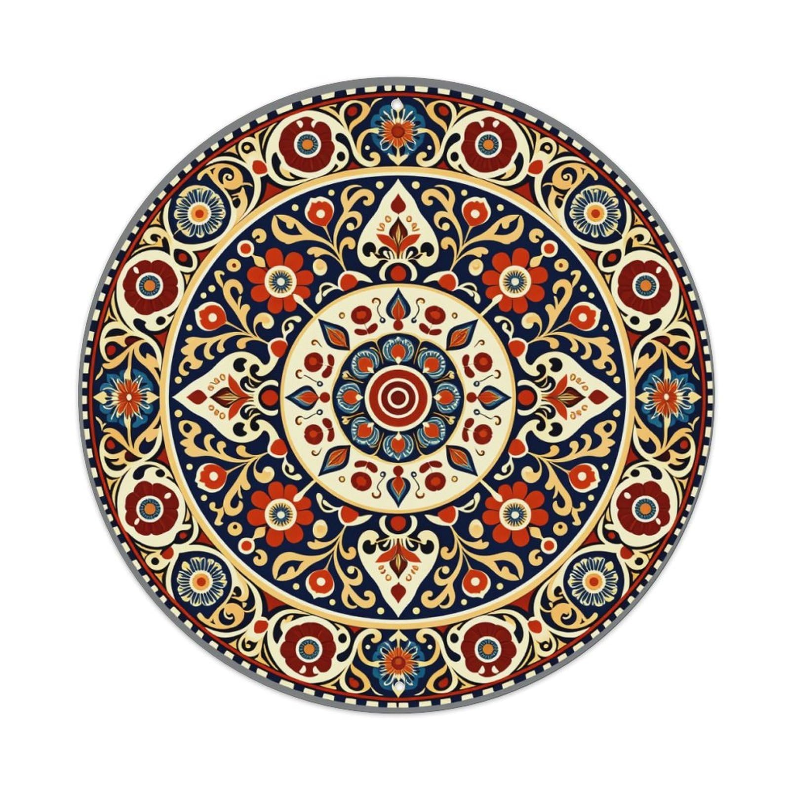 Ornate Floral Symmetrical Mandala Design Metal Tin Sign Vintage Garden Bedroom Cafe Bar Man Cave Home Wall Decor Metal Poster 8x8 inches