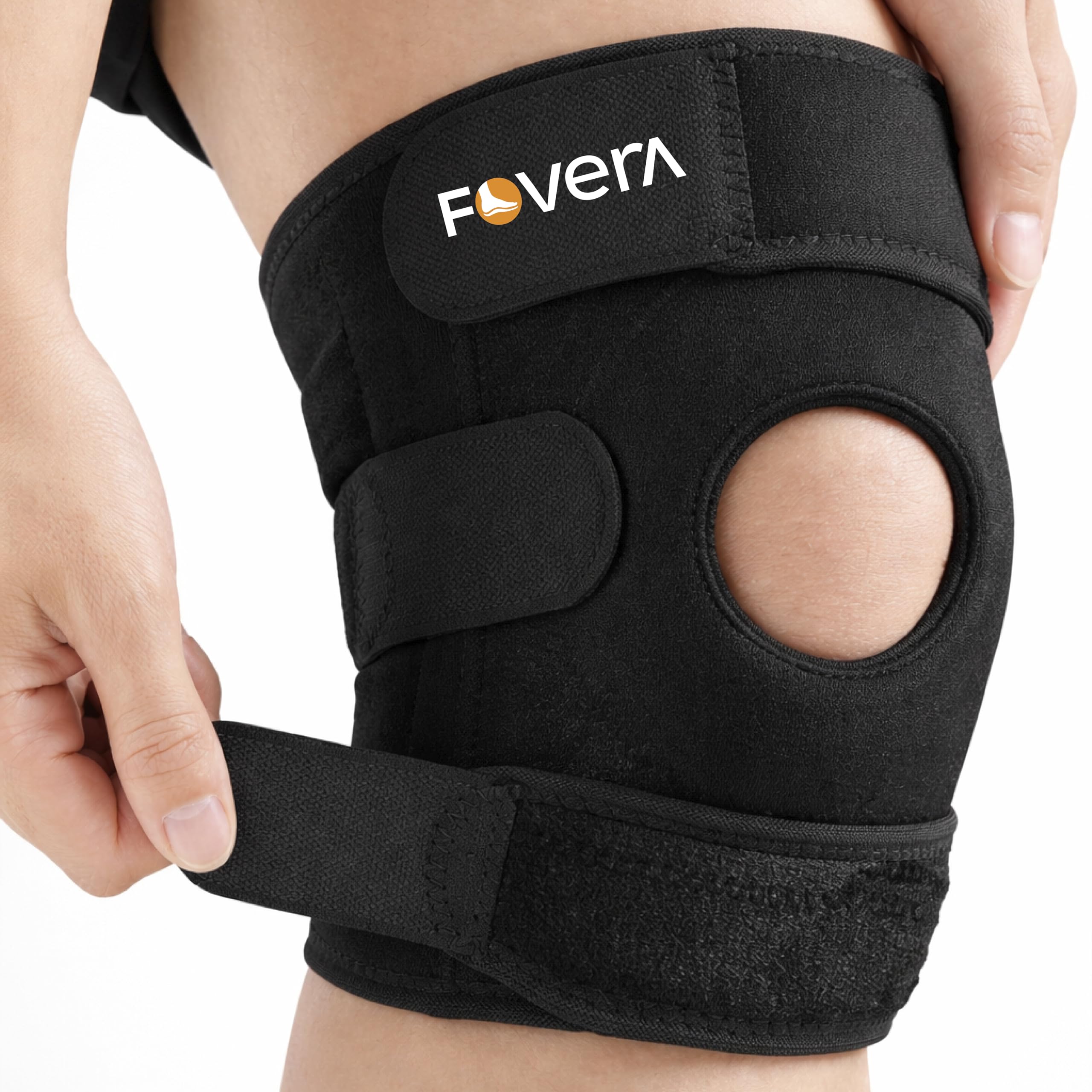 FOVERA Open Patella Knee Support Brace – Breathable Neoprene Compression Cap for Arthritis Pain Relief, Running & Gym – Adjustable Knee Wrap for Men & Women (Black, Single Piece, Free Size)-image-22
