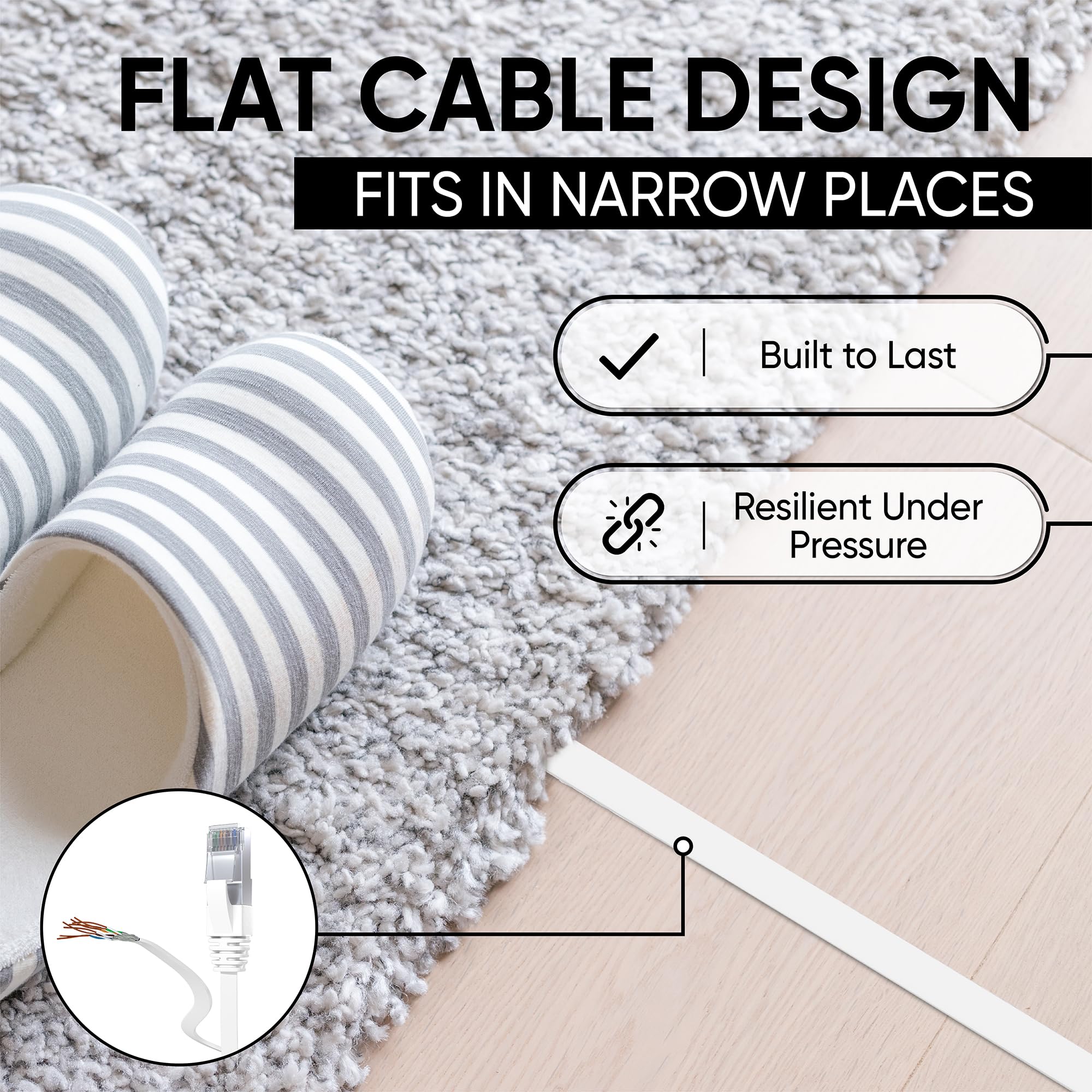 Mr. Tronic Plat Cat 7 Câble Ethernet 30m, Cuivre Pur Haut Debit Reseau LAN Cable Ethernet Cat 7 Pour Connexion Internet Rapide & Fiable | Cat7 RJ45, AWG28, SFTP, 100% Cuivre Cable (30 Mètres, Blanc)