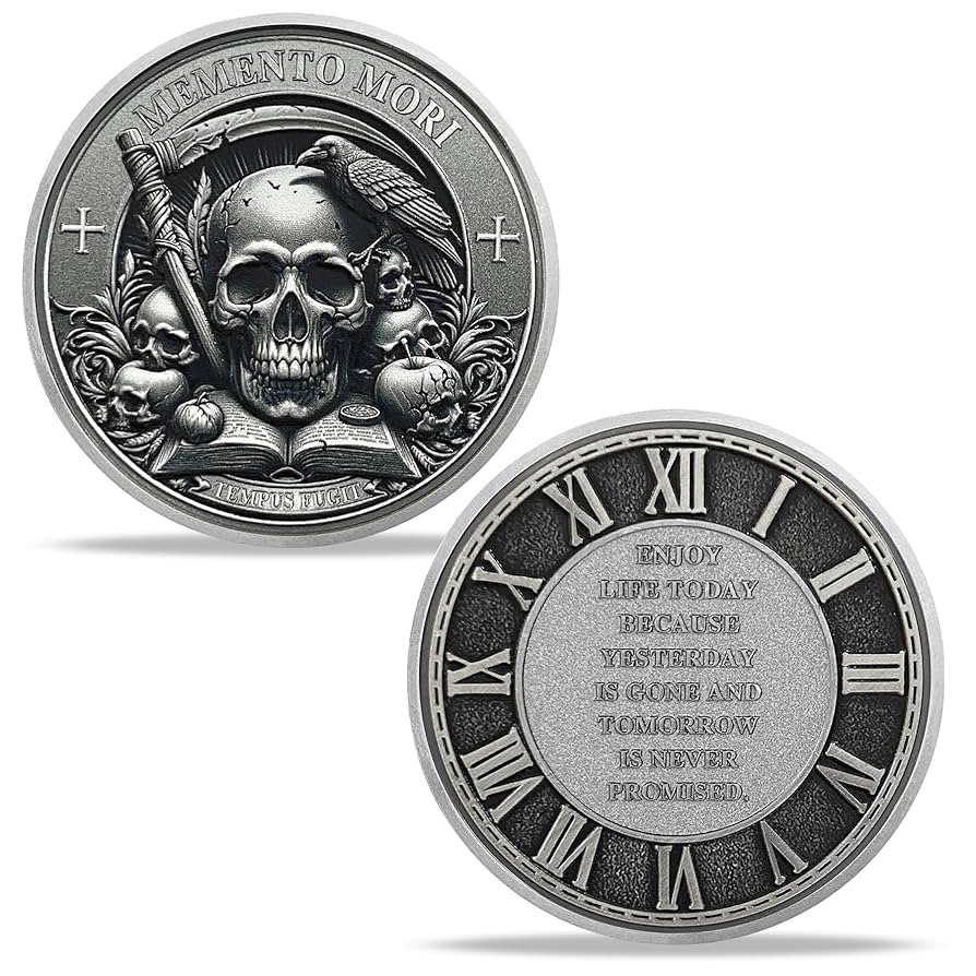 Memento Mori　Testament to Life Amazon.com : Memento Mori Coin Stoic Coin (Scythe) : Office
