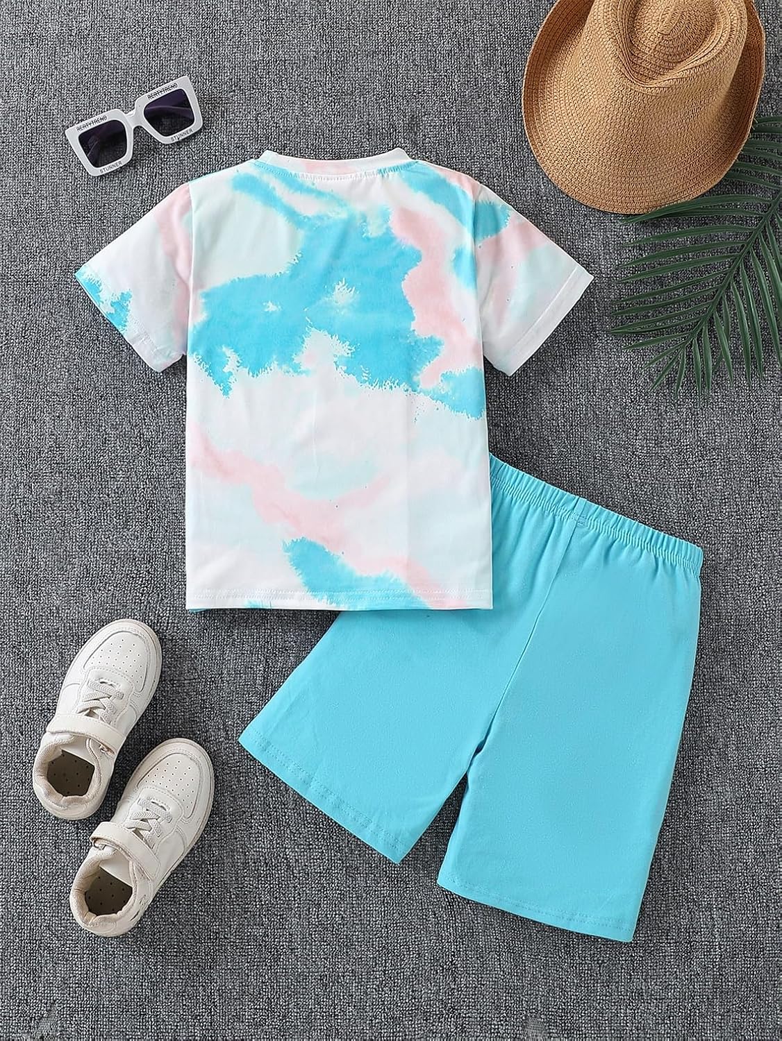 Kid Toddler Baby Boys Clothes Tie-dye Palm Leaf Top 2Pcs Summer Shorts Set - Image 7