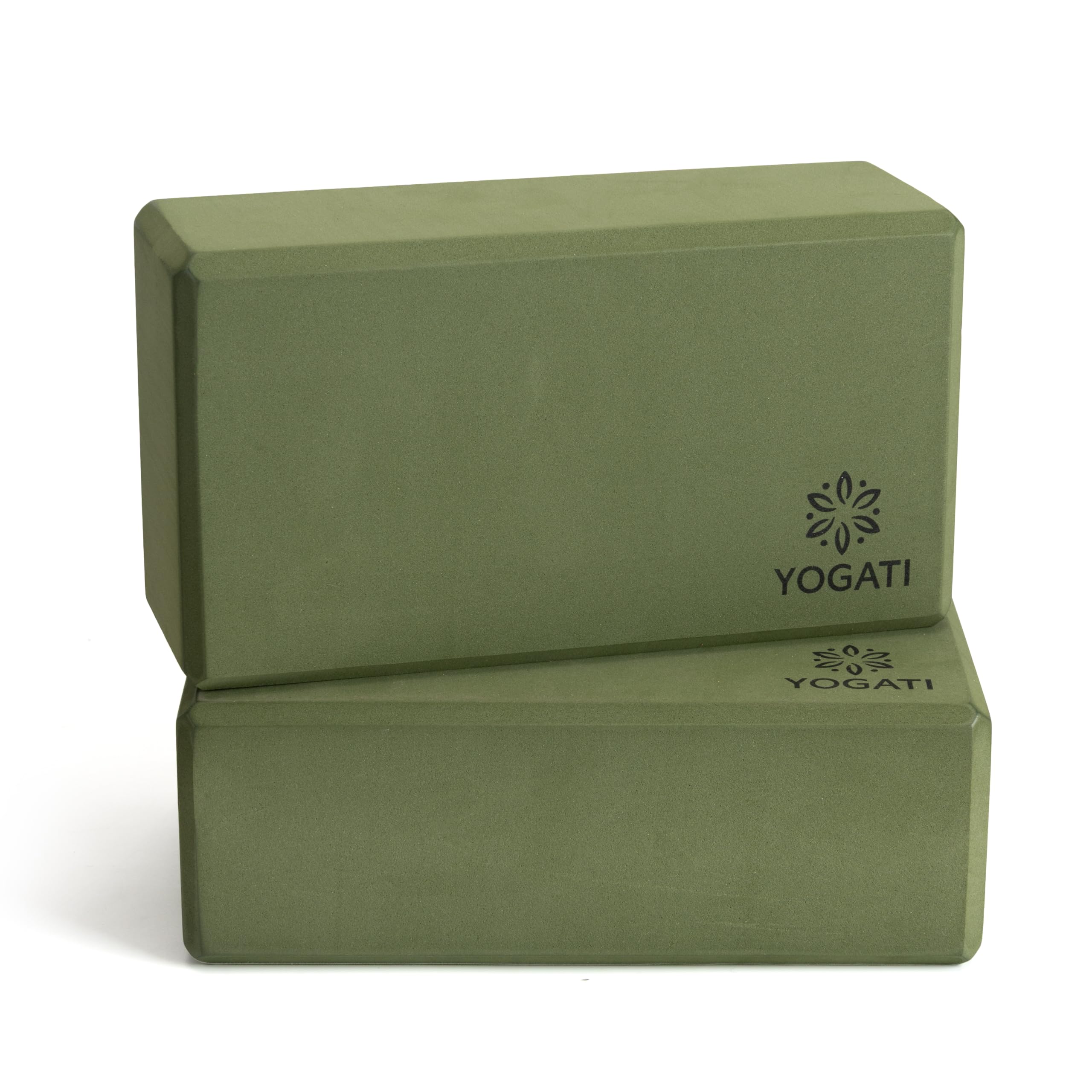 YOGATI® Yoga Block Set of 2 | High Density EVA Foam | Non-Slip, Lightweight Design | Perfect for Yoga, Pilates, and Stretching Exercises. Green