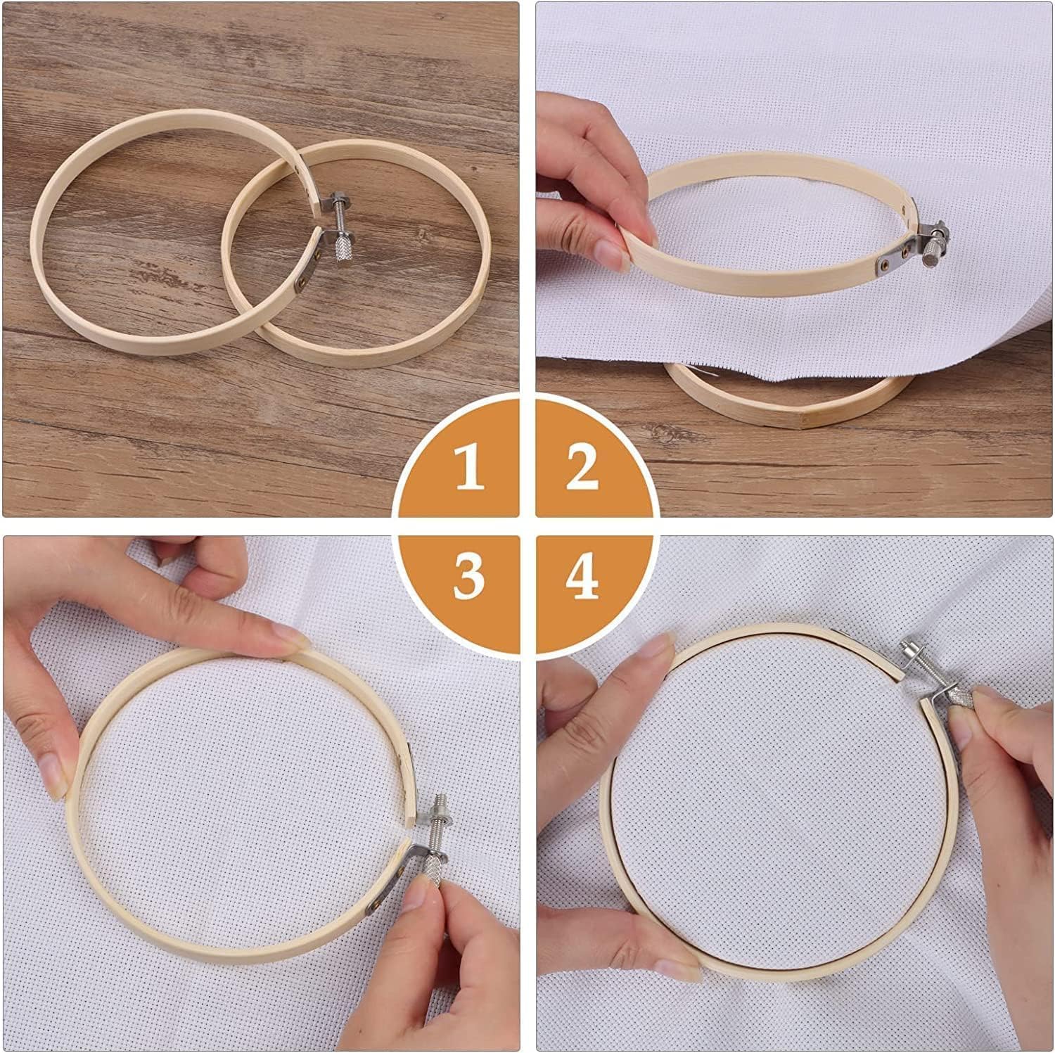 Set 12 Telai Per Ricamo In Bambù Da 10cm - Cerchi Circolari Per Cucito E Fai Da Te - Foto 9