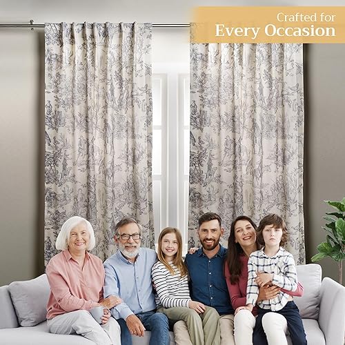 Miniatura 7 de Maison d' Hermine - Cortinas de 100% algodón, 1 panel, con filtro de luz, para sala, dormitorio, con varilla y bolsillos de presillas, The Miller