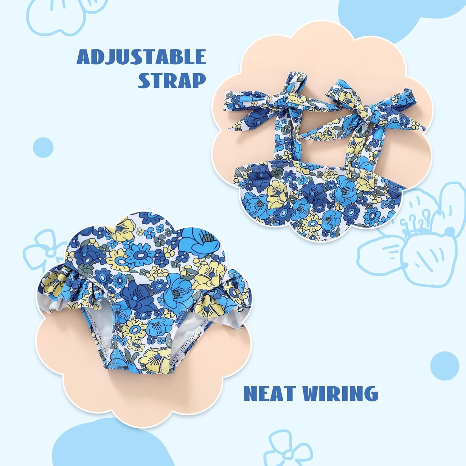 YOUNGER TREE Toddler Swimsuit Girl Color Block Stripe One-Piece Swimwear Baby Girl Bathing Suits - Image 5