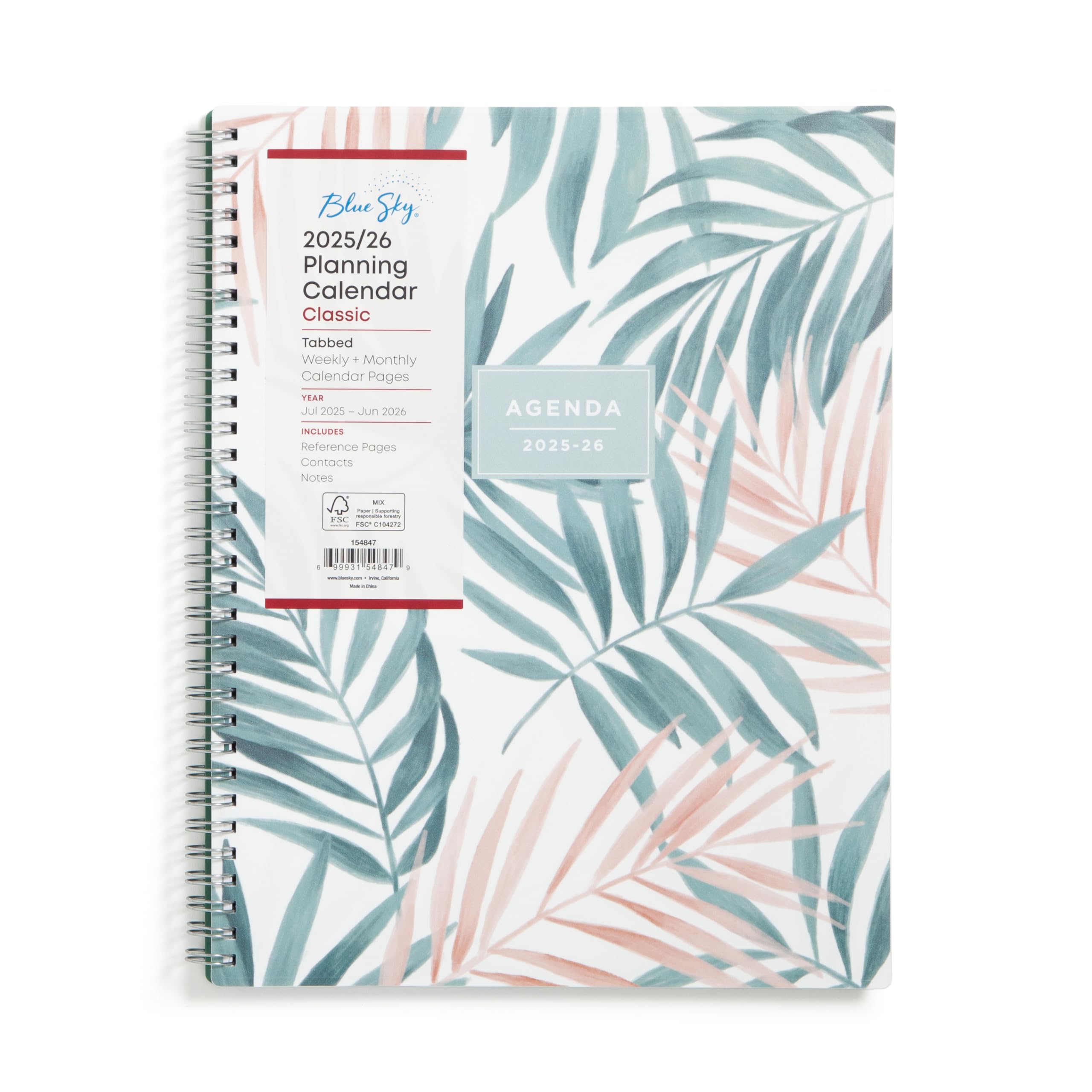 Blue Sky 2025-2026 Weekly and Monthly Academic Year Pound Planner Calendar, July 2025 - June 2026, 8" x 10.875", Flexible Cover, Wirebound, Laminated