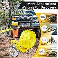 Vista 5 de CarBole Correa de cabrestante para remolque con gancho de 2 pulgadas x 20 pies, resistencia a la rotura, correa de cabrestante resistente de 10000