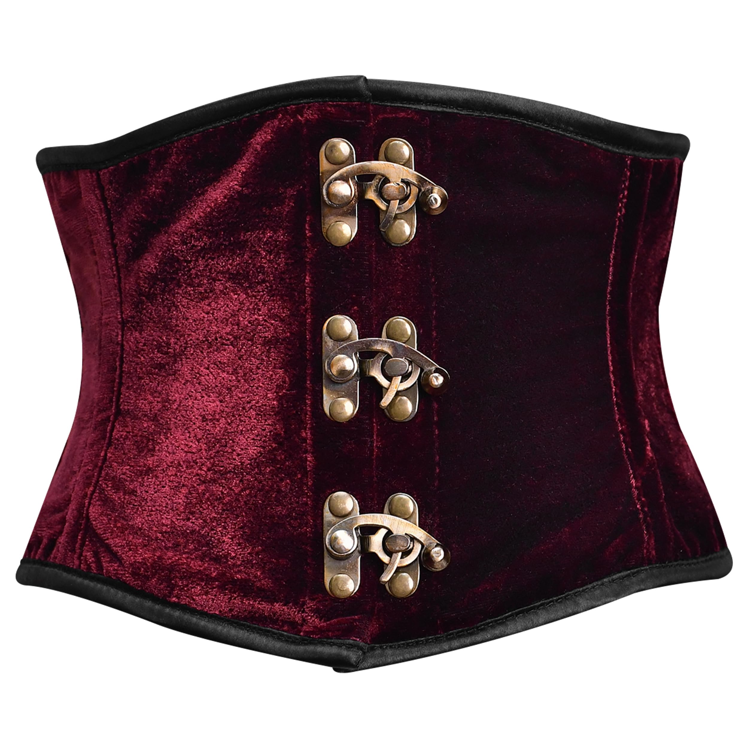 【mmm】Velvet Tunic Bustier Miss Leather Velvet Corset – Elegant Burgundy Waist Trainer