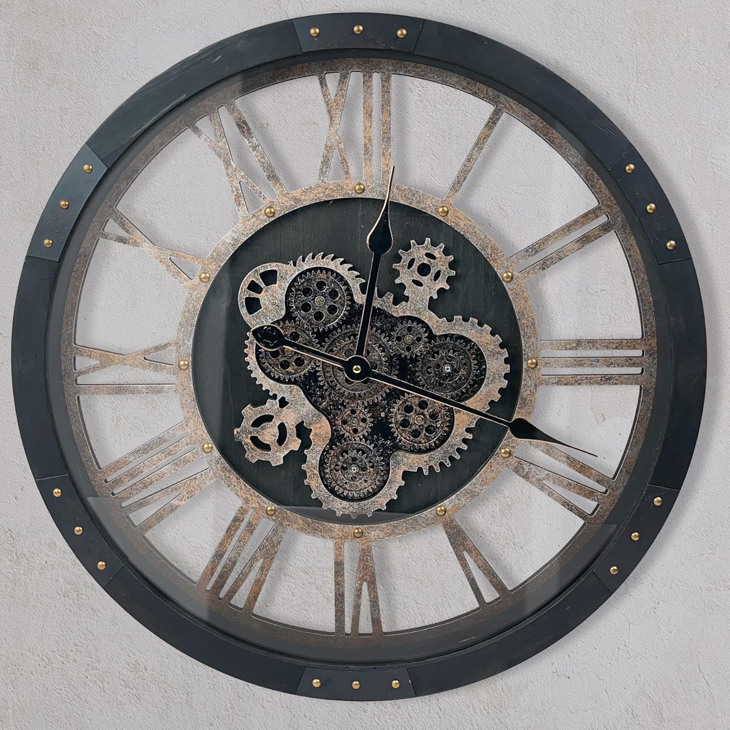 DORBOKER 24" Large Real Moving Gears Wall Clocks for Home Decor, Wall