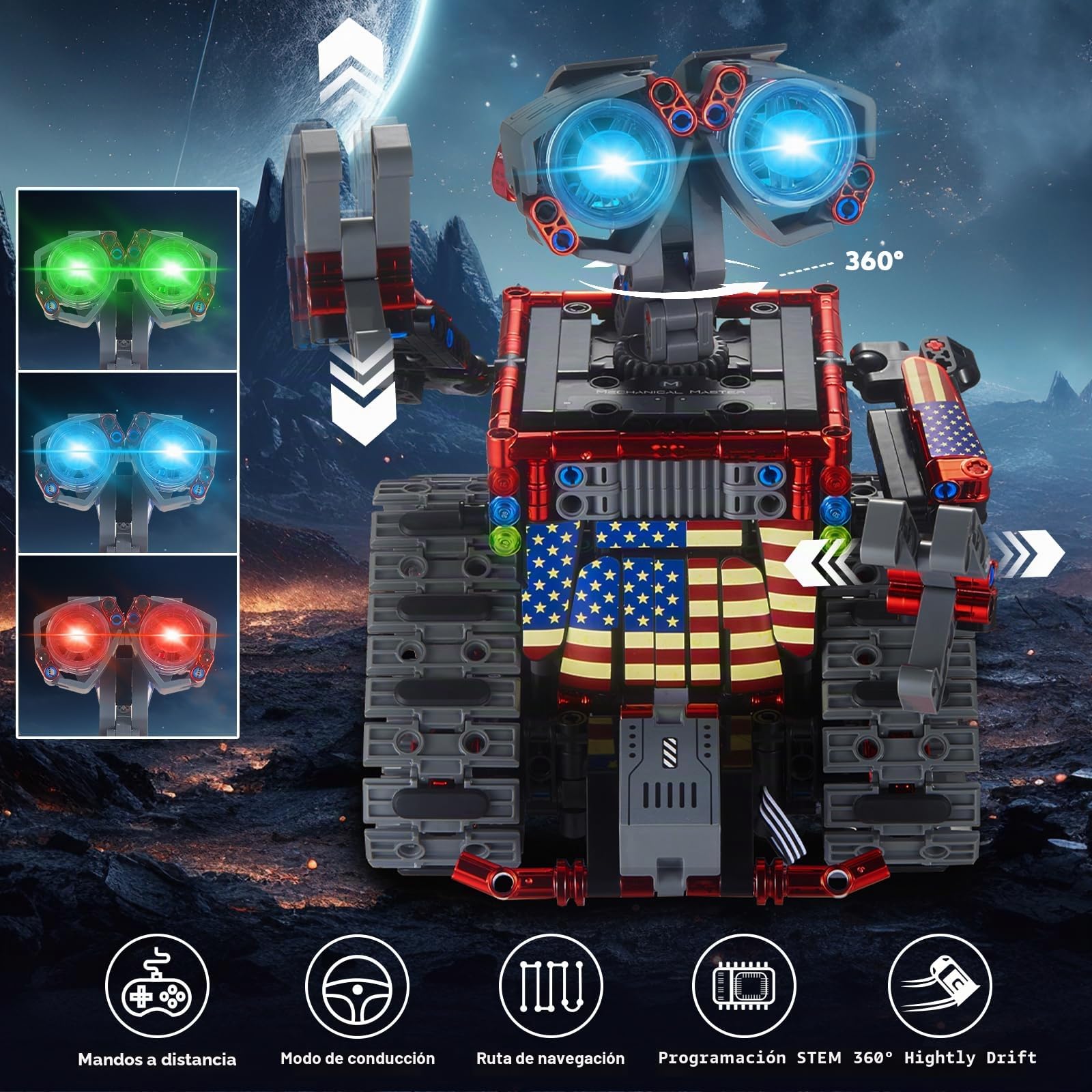 VEPOWER Robot de Ingeniería 4 en 1 para Niños - Juguete de Construcción con Control Remoto y App - Técnica, Tanque, Regalo Creativo para 6-12 Años