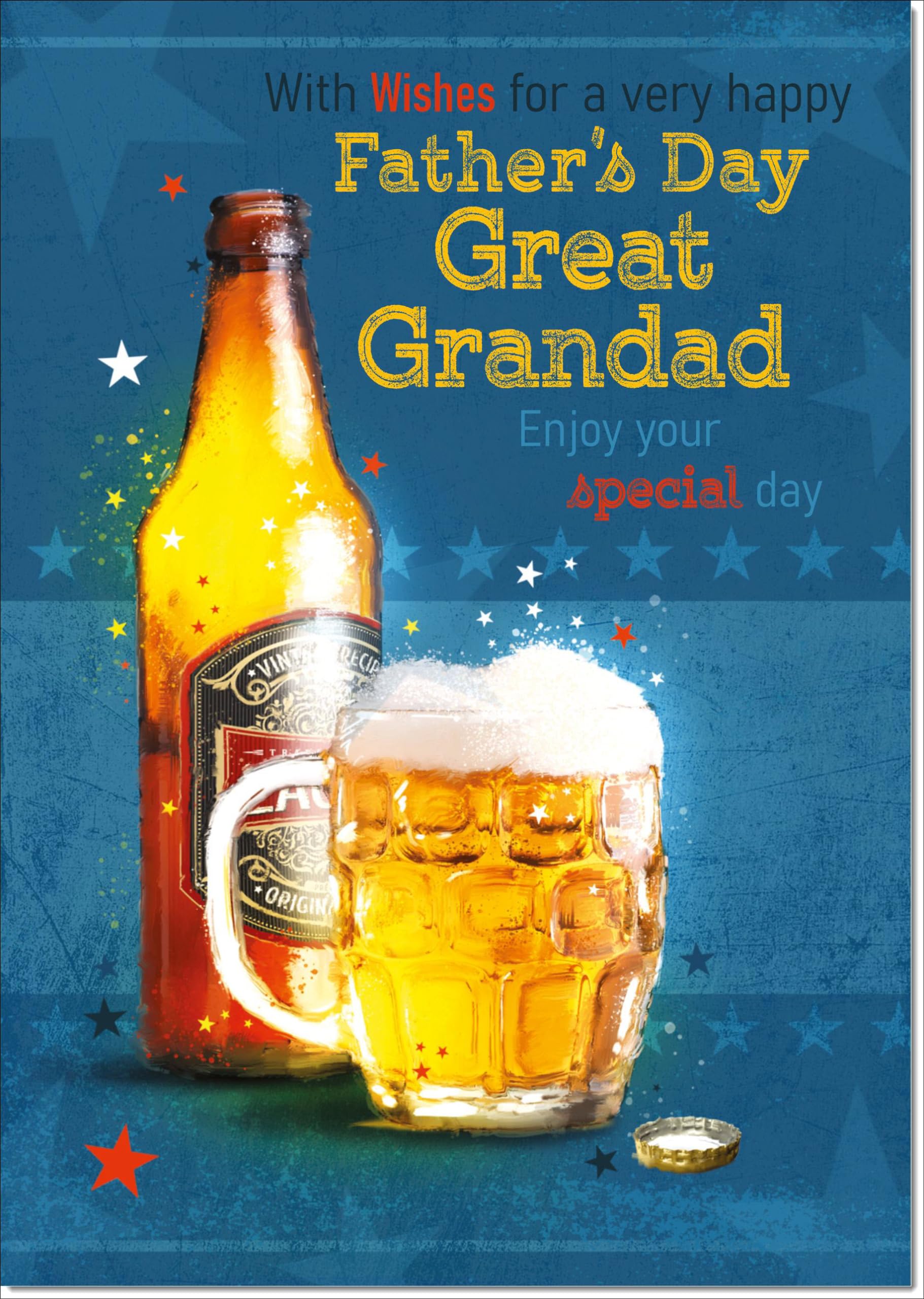 doodlecards Great Grandad Fathers Day Card Beer Bottle Large A4 Size with Plain Envelope