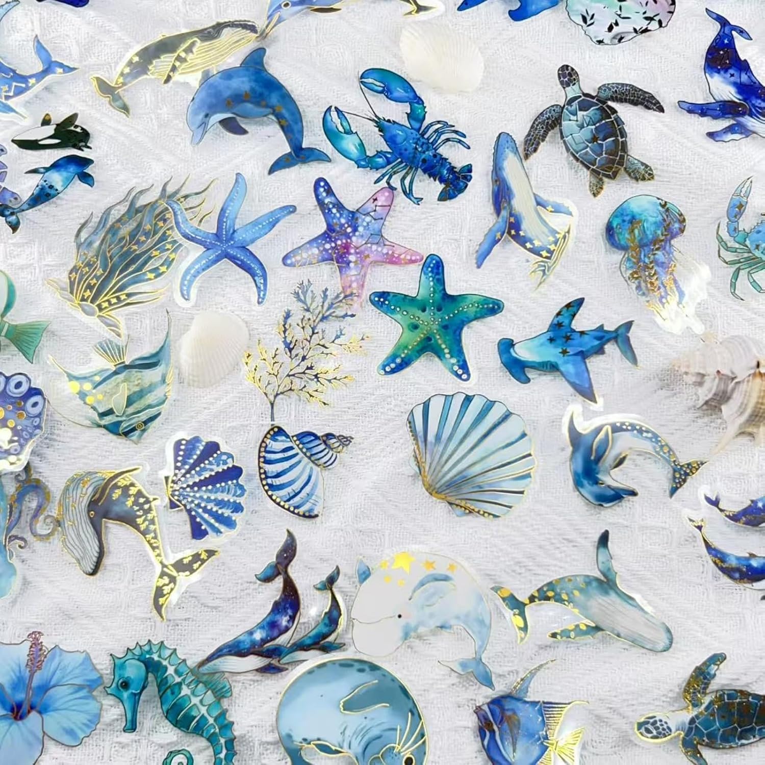 50pcs Marine Life Stickers Kids Cute Ocean Animal Sticker