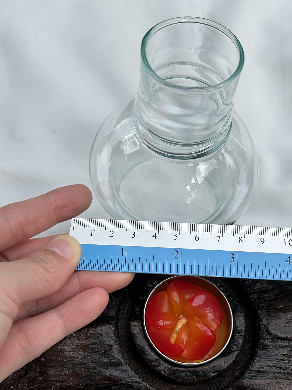 Teak Root Candle Holder with Glass Cover