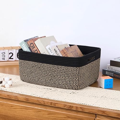 Miniatura 144 de Cestas grandes de almacenamiento para estantes, organizadores de armario, para ropa, manta, toallas, guardería, caja de juguetes, cestas de cuerda